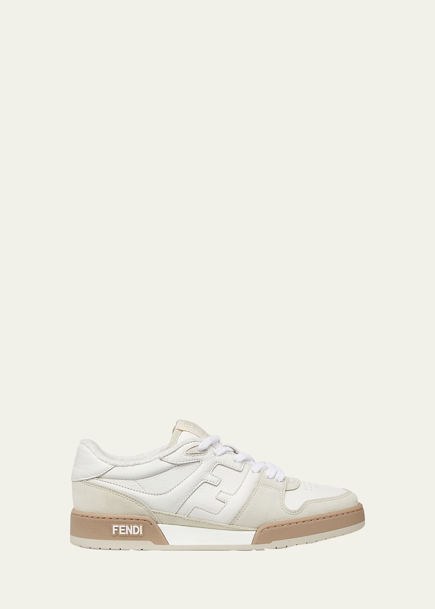 Fendi Match Low Top Leather Sneakers In Ice+bianco