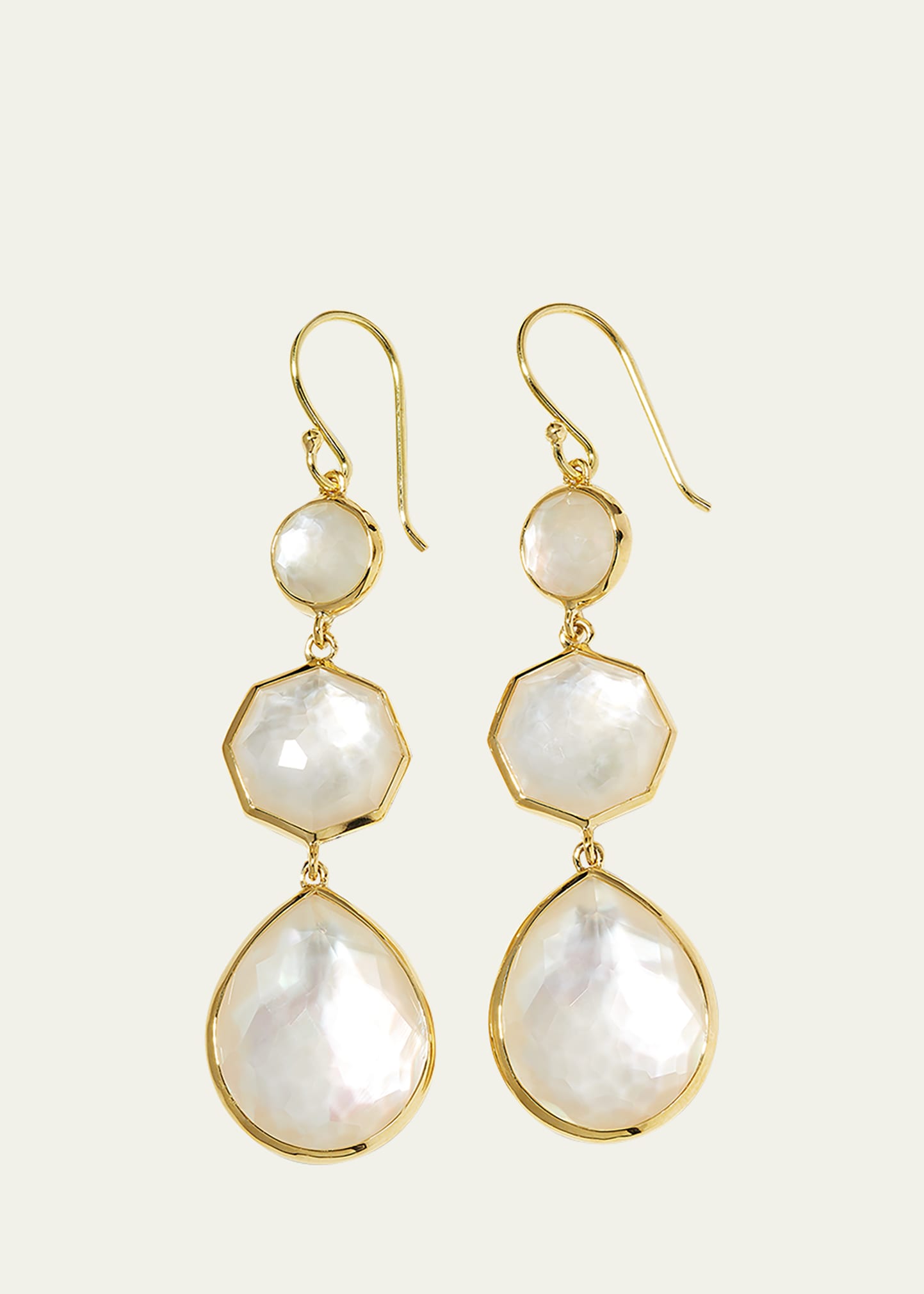 Ippolita 18k Yellow Gold Rock Candy Mother Of Pearl Doublet Triple Drop Earrings In Mother Of Pearl