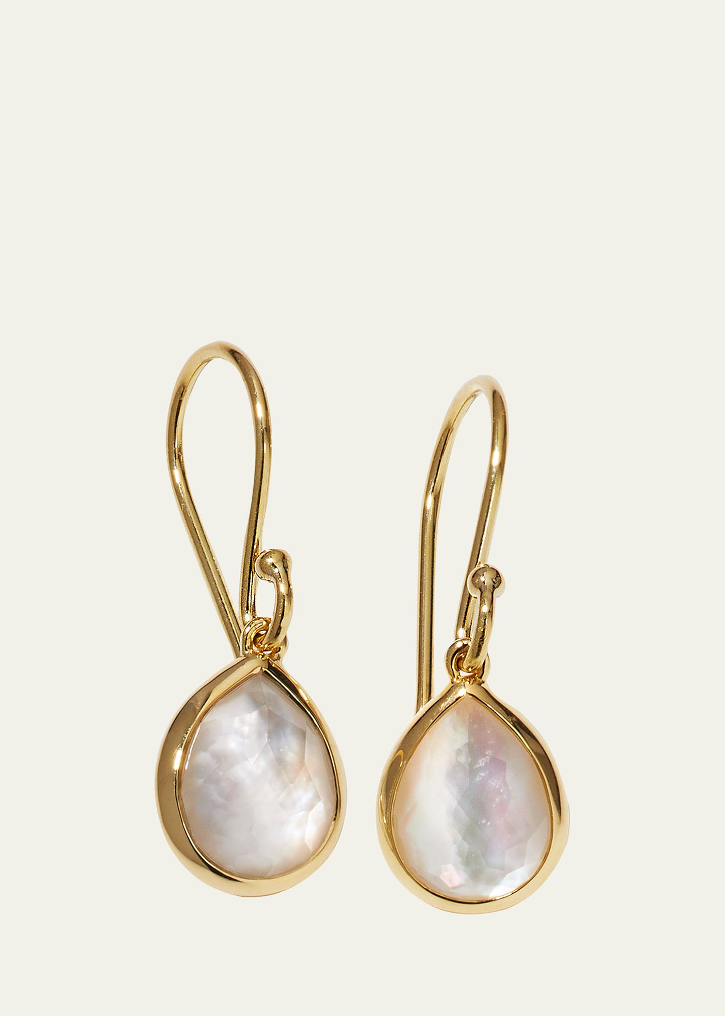 Ippolita 18k Yellow Gold Rock Candy Teardrop Earrings In Rock Crystal And Mother-of-pearl Doublet In Mother Of Pearl