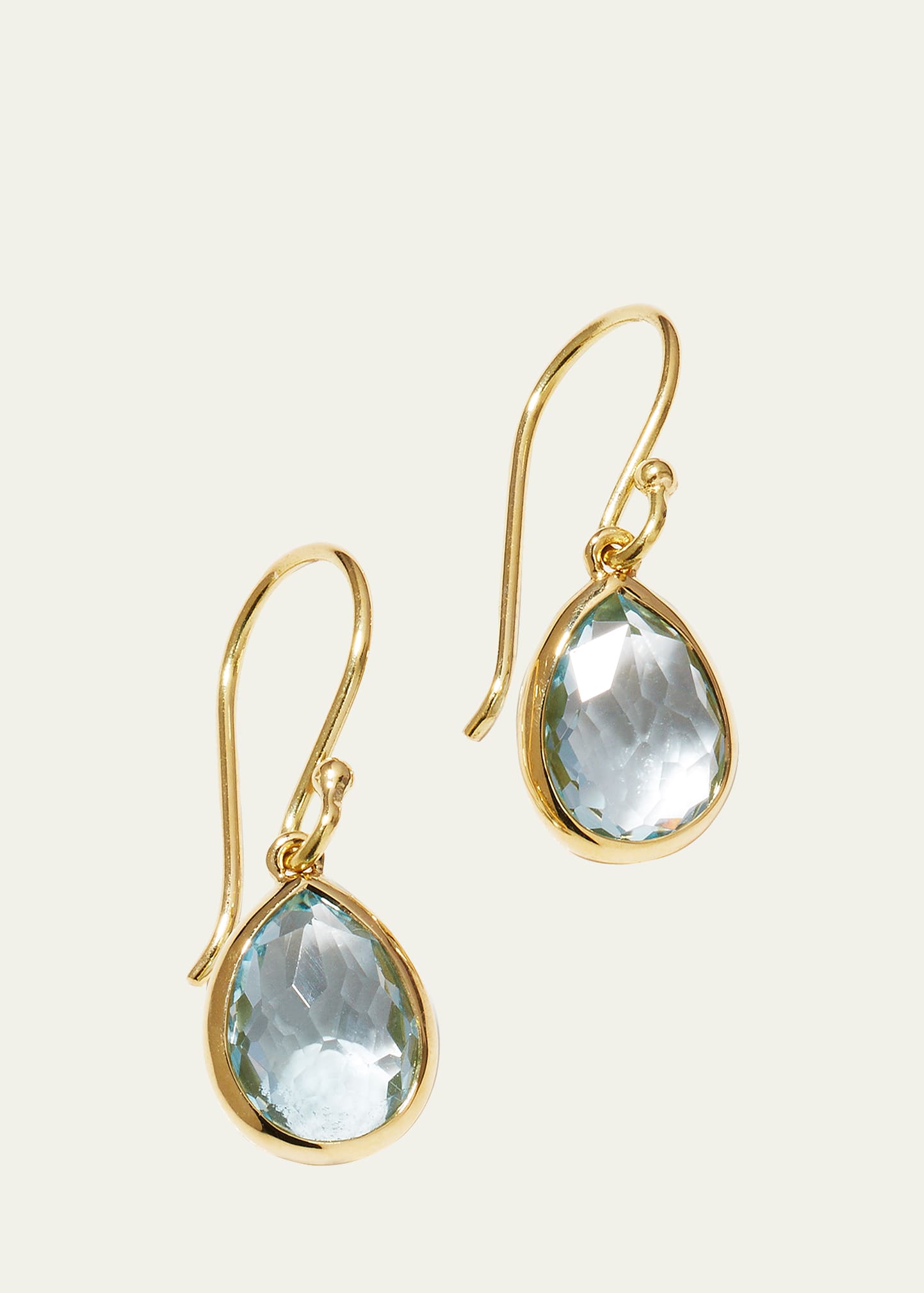 Shop Ippolita Teeny Teardrop Earrings In 18k Gold In Blue Topaz