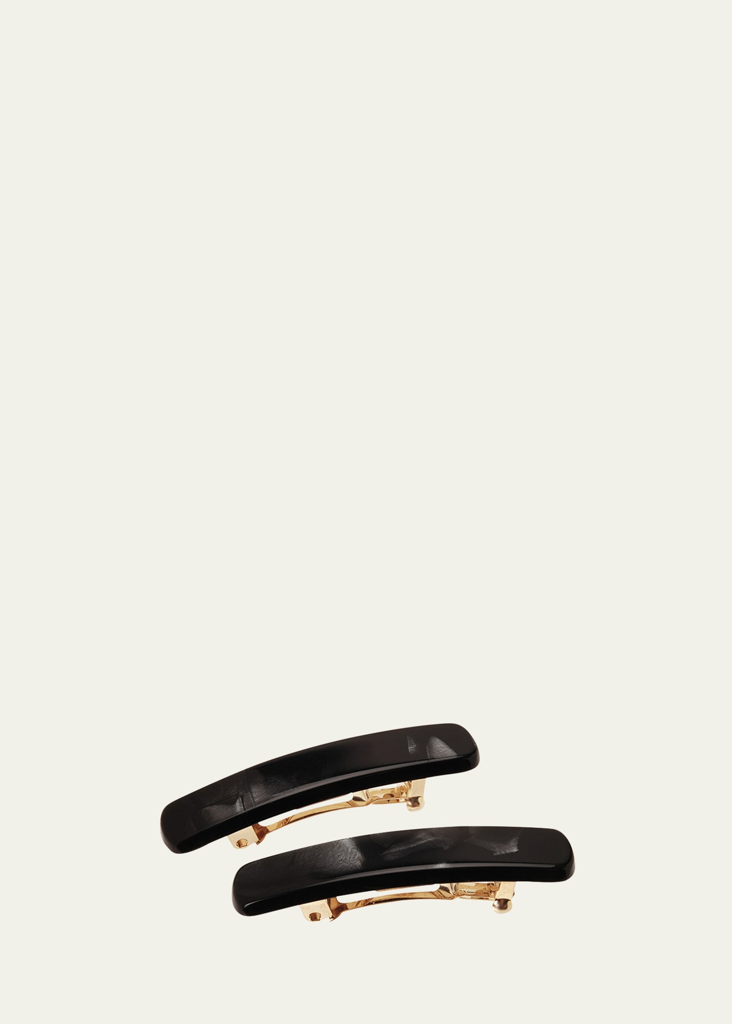 Shop L Erickson Mini Classic Rectangle Barrettes, Set Of 2 In Nacro Black