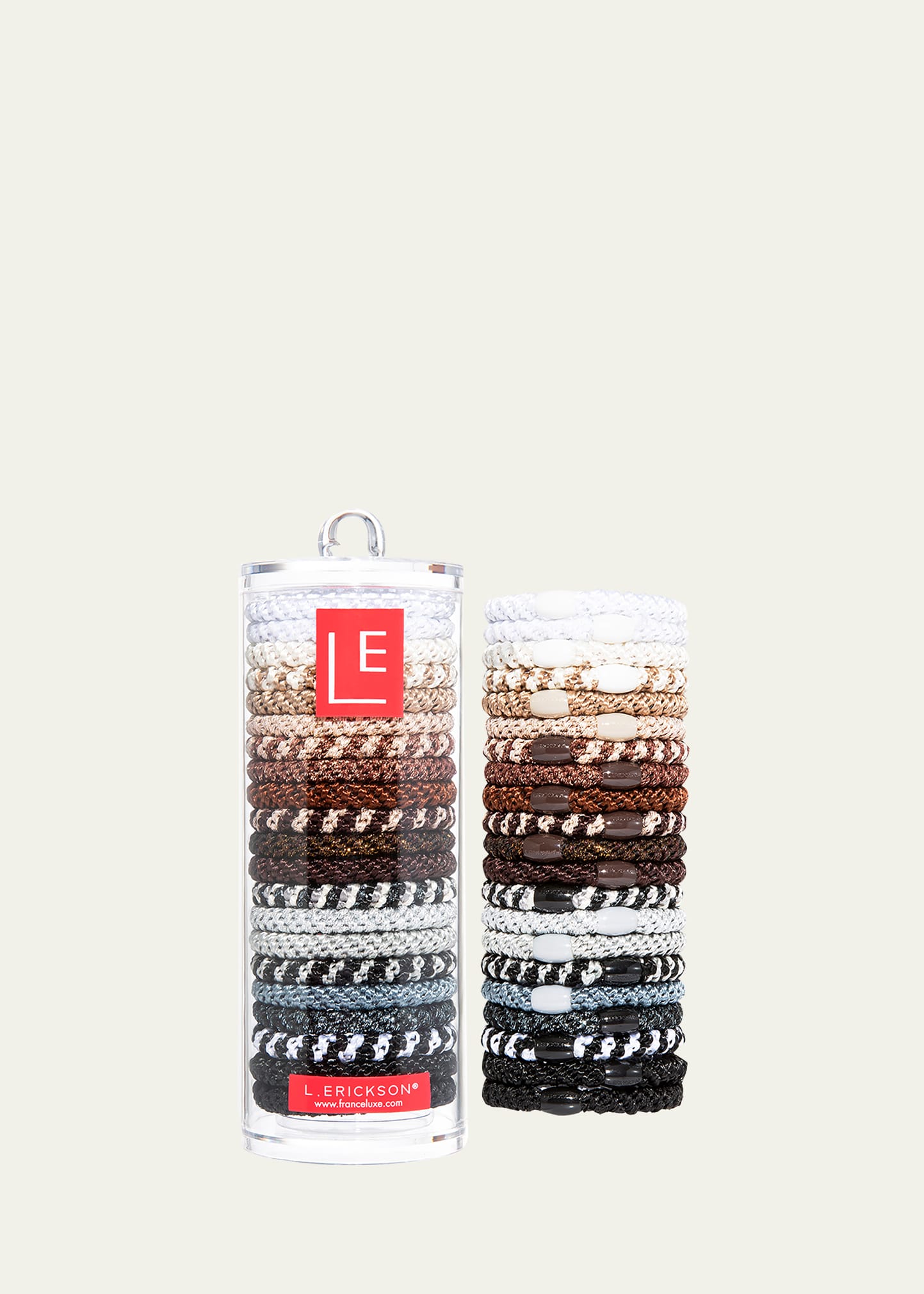 Shop L Erickson Grab & Go Pony Elastics Luxe Tube, Set Of 21 In Nouveau Neutrals