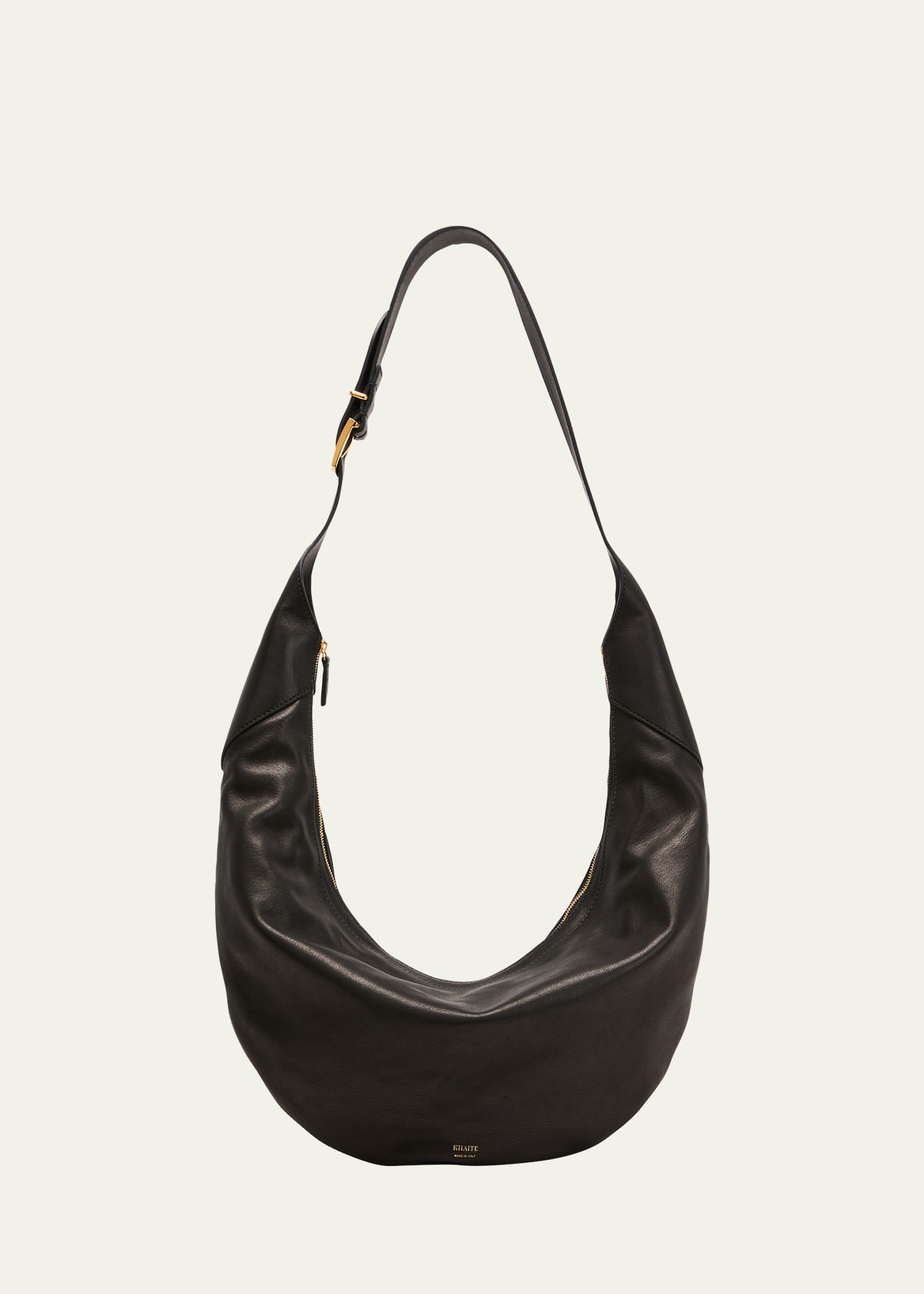Khaite August Zip Suede & Leather Hobo Bag In Black | ModeSens