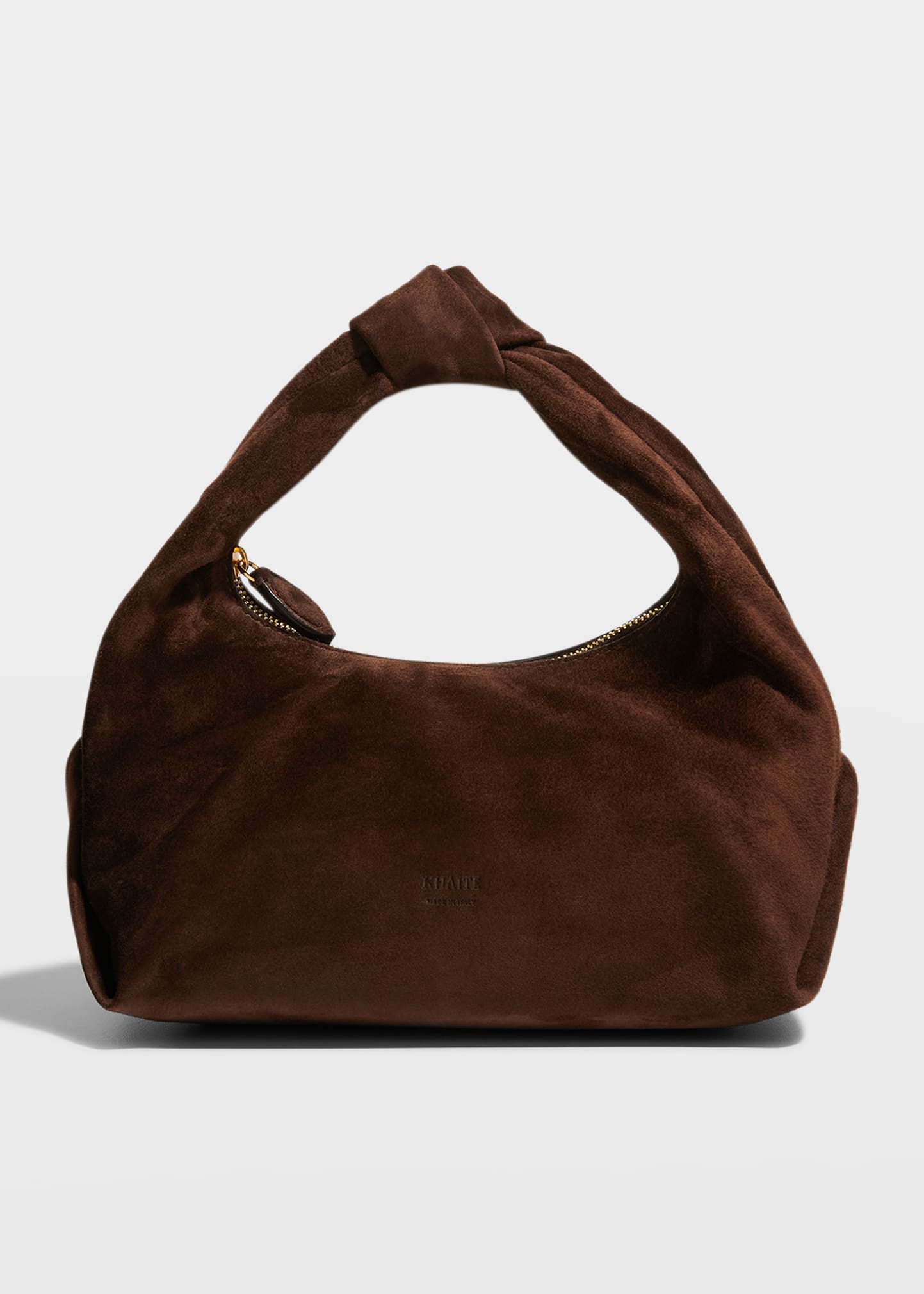 Khaite Beatrice Small Knot Suede Hobo Bag In Coffee | ModeSens