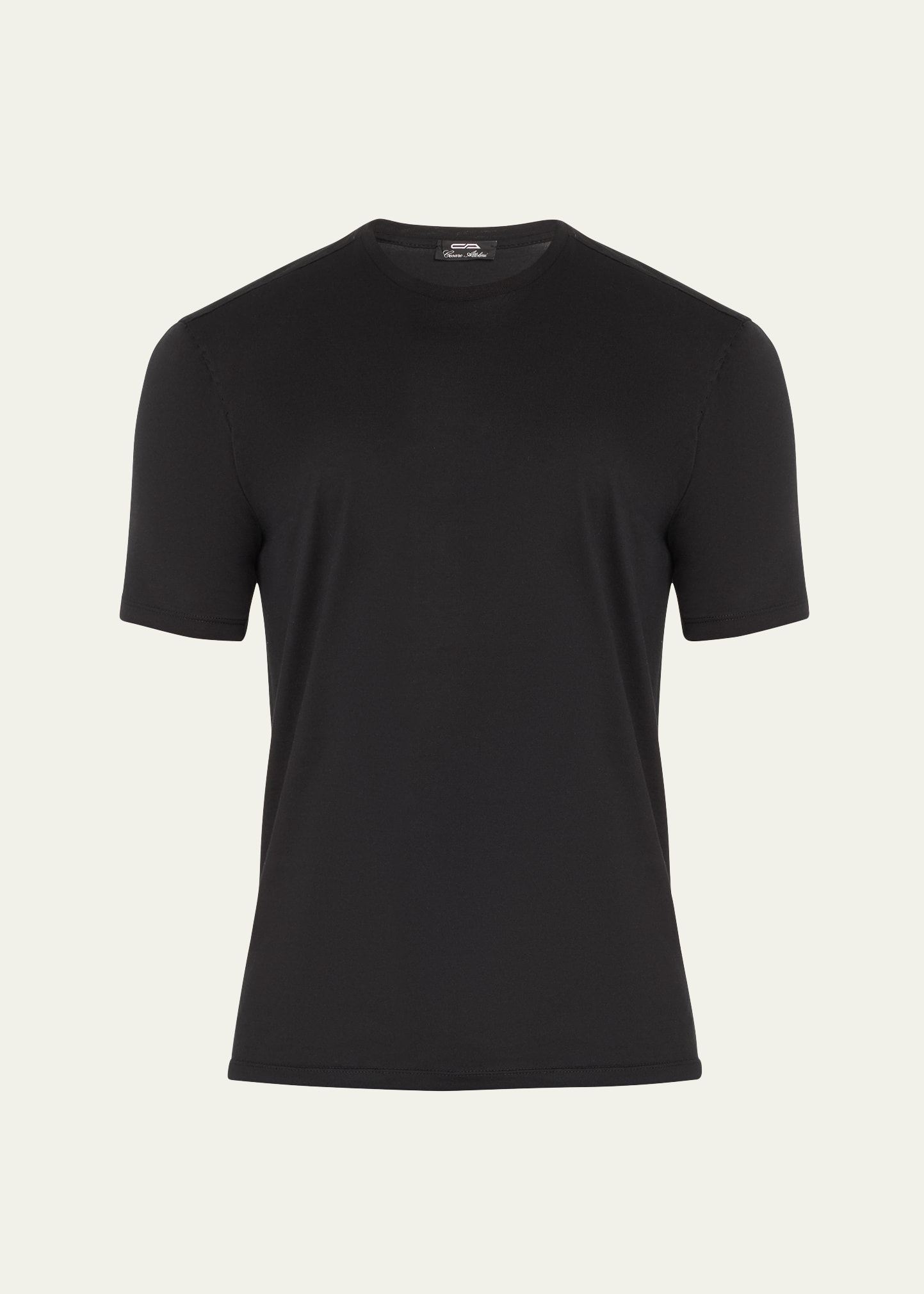 Cesare Attolini Men's Cotton Crew T-shirt In 016-black
