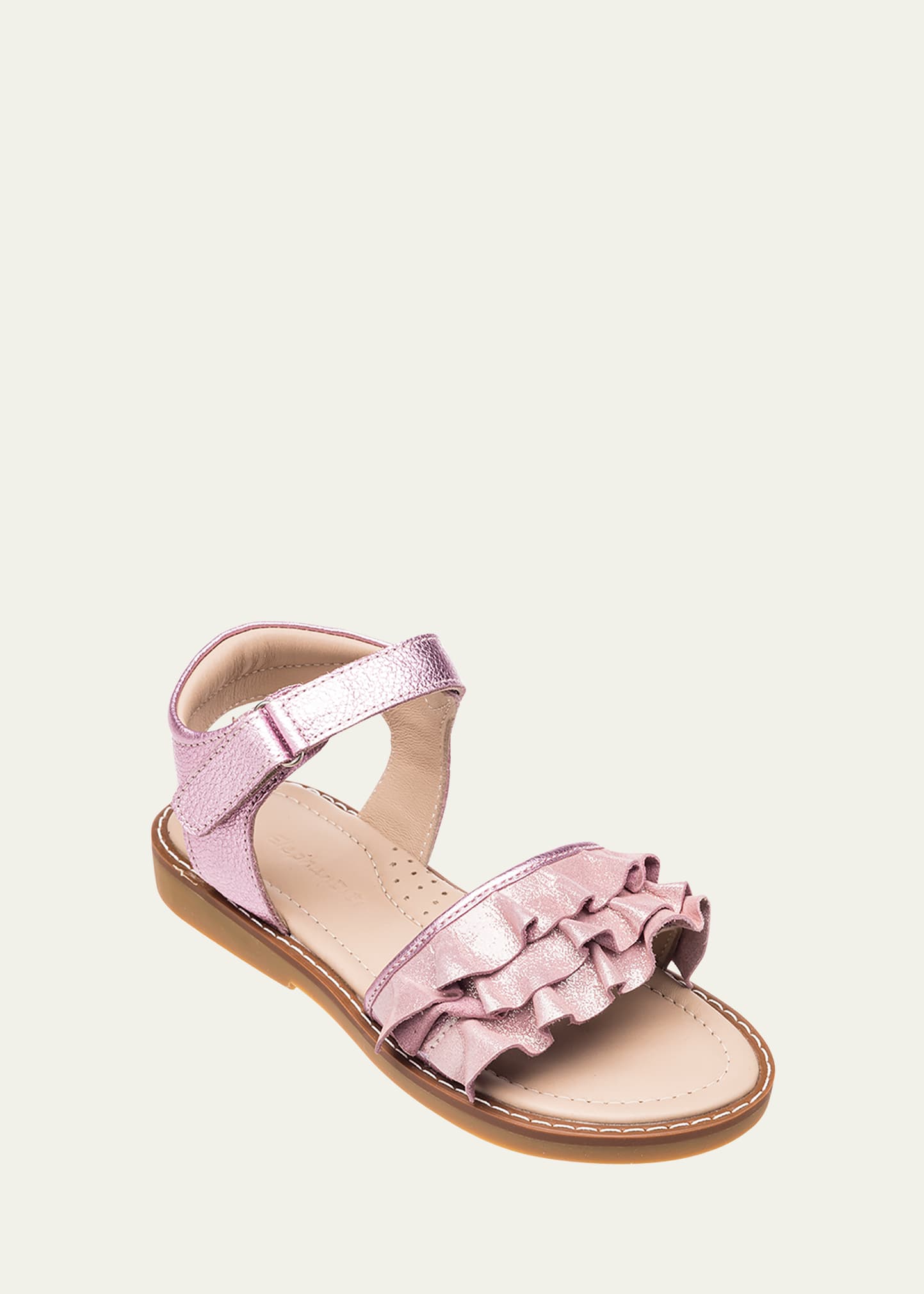 Elephantito Kids' Girl's Flamenco Ruffle Metallic Flat Sandals, Baby