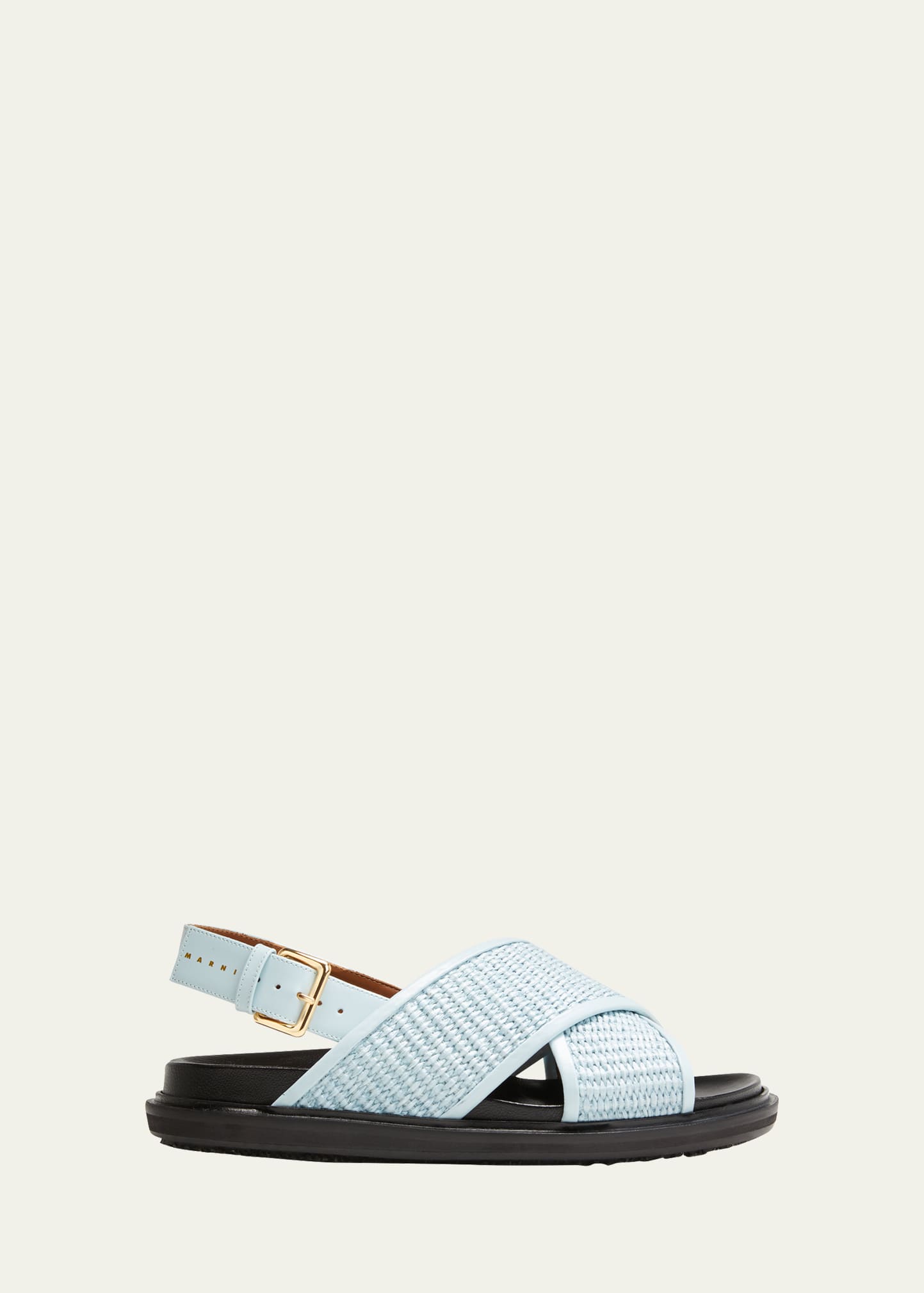 Marni Fussbett Raffia Crisscross Slingback Sandals In Light Blueblack