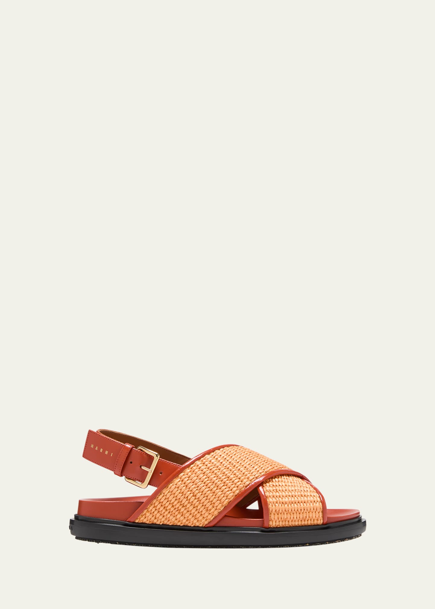 Shop Marni Fussbett Raffia Crisscross Slingback Sandals In Arabesquearabesqu