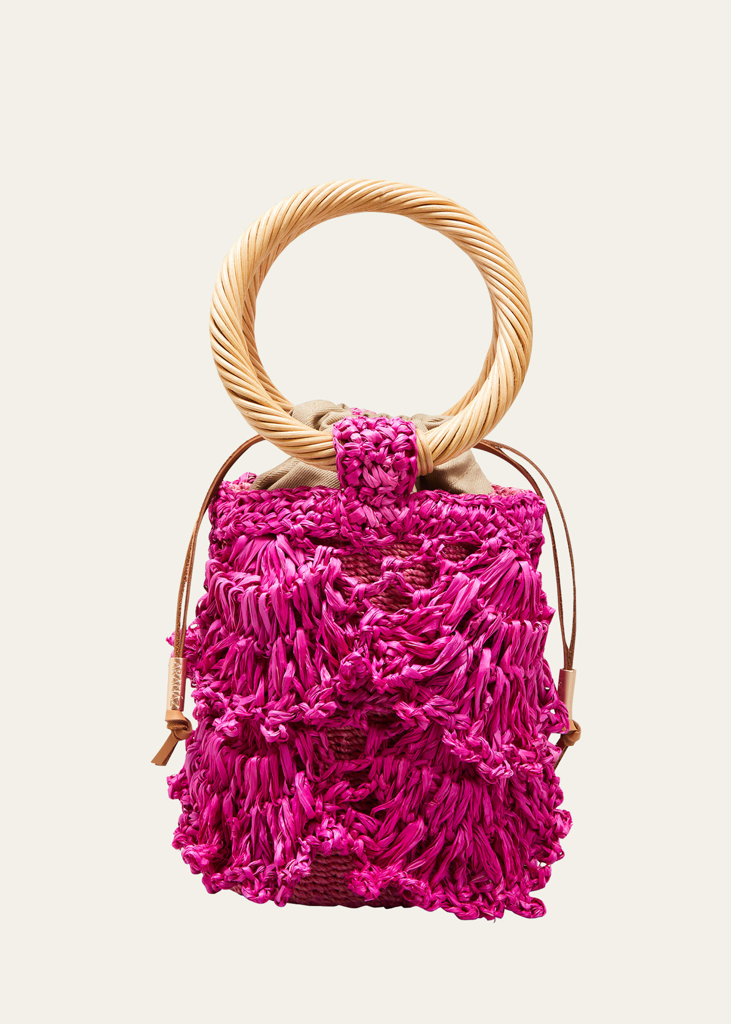 Aranaz Panuela Mini Crochet Raffia Bucket Bag In Magenta | ModeSens