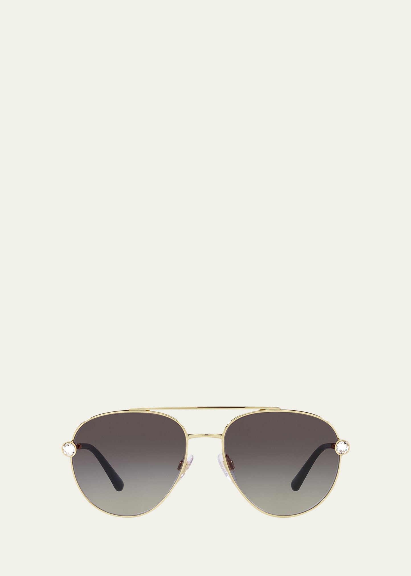 Dolce & Gabbana Crystal Metal Aviator Sunglasses In Gold Grey