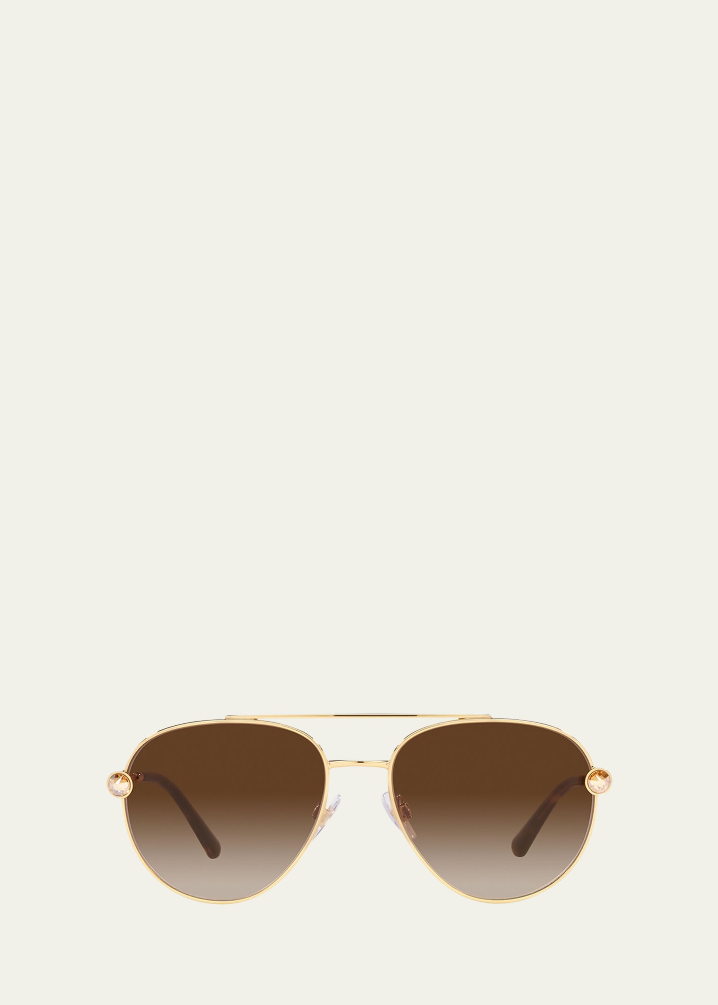 Shop Dolce & Gabbana Crystal Metal Aviator Sunglasses In Gold