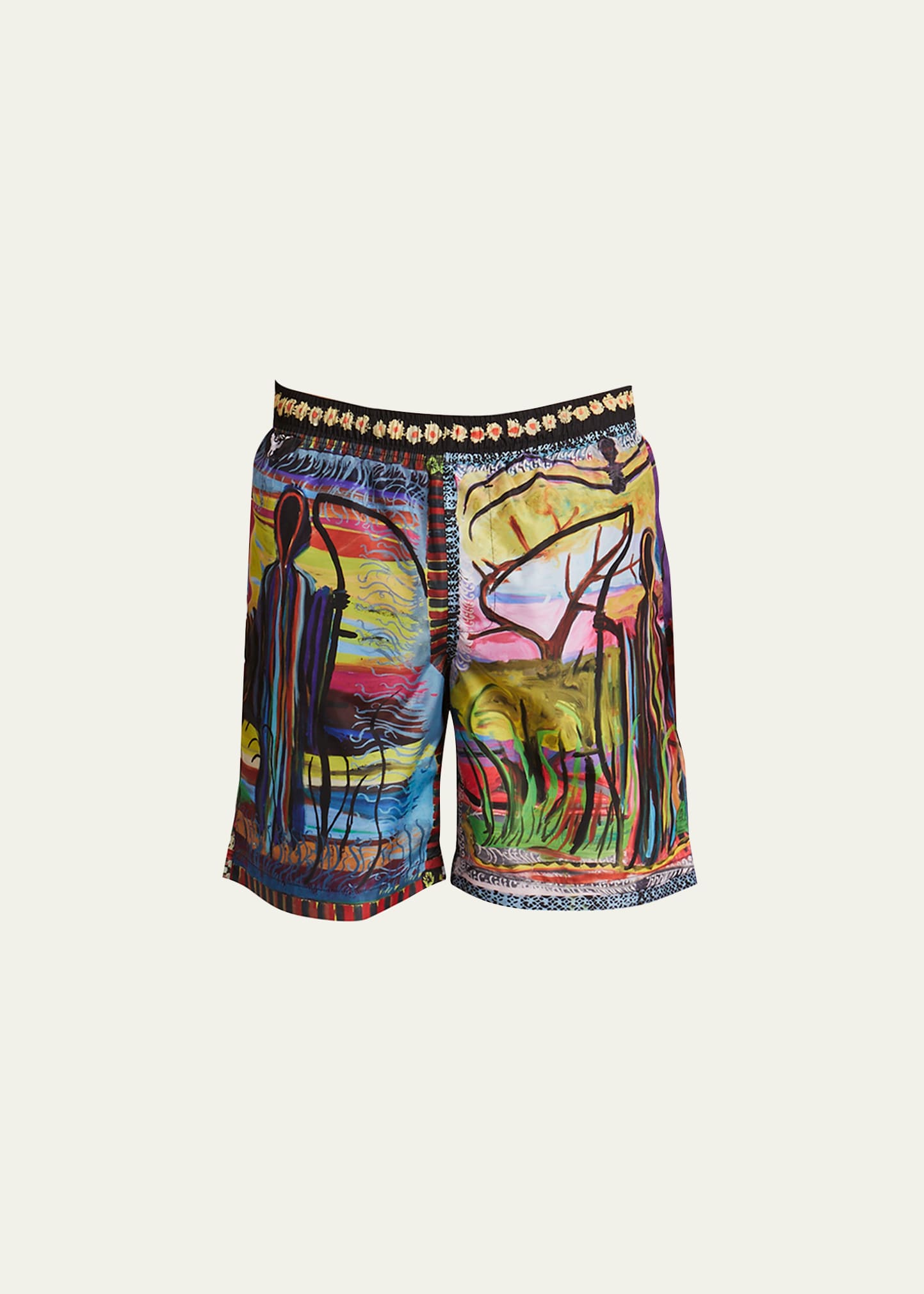 Givenchy Men's Long Polyester Swim Trunks In Multicolored