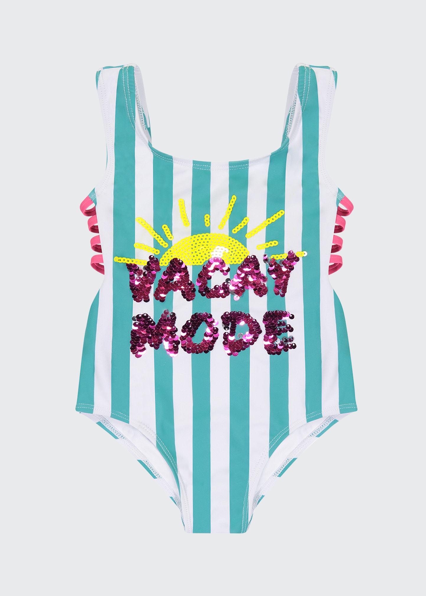 ANDY & EVAN GIRL'S VACAY MODE STRIPED ONE-PIECE SWIMSUIT