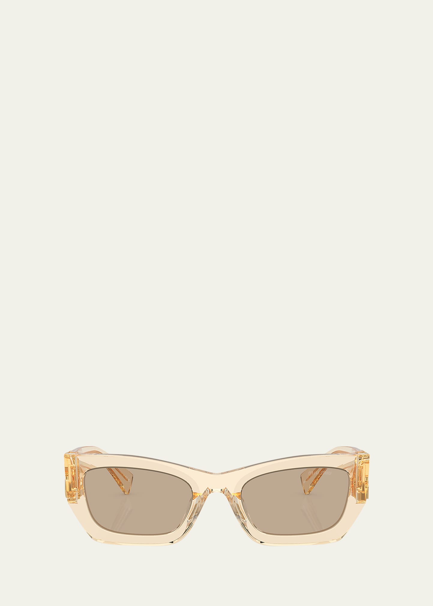 Miu Miu Logo Rectangle Acetate Sunglasses In Gold