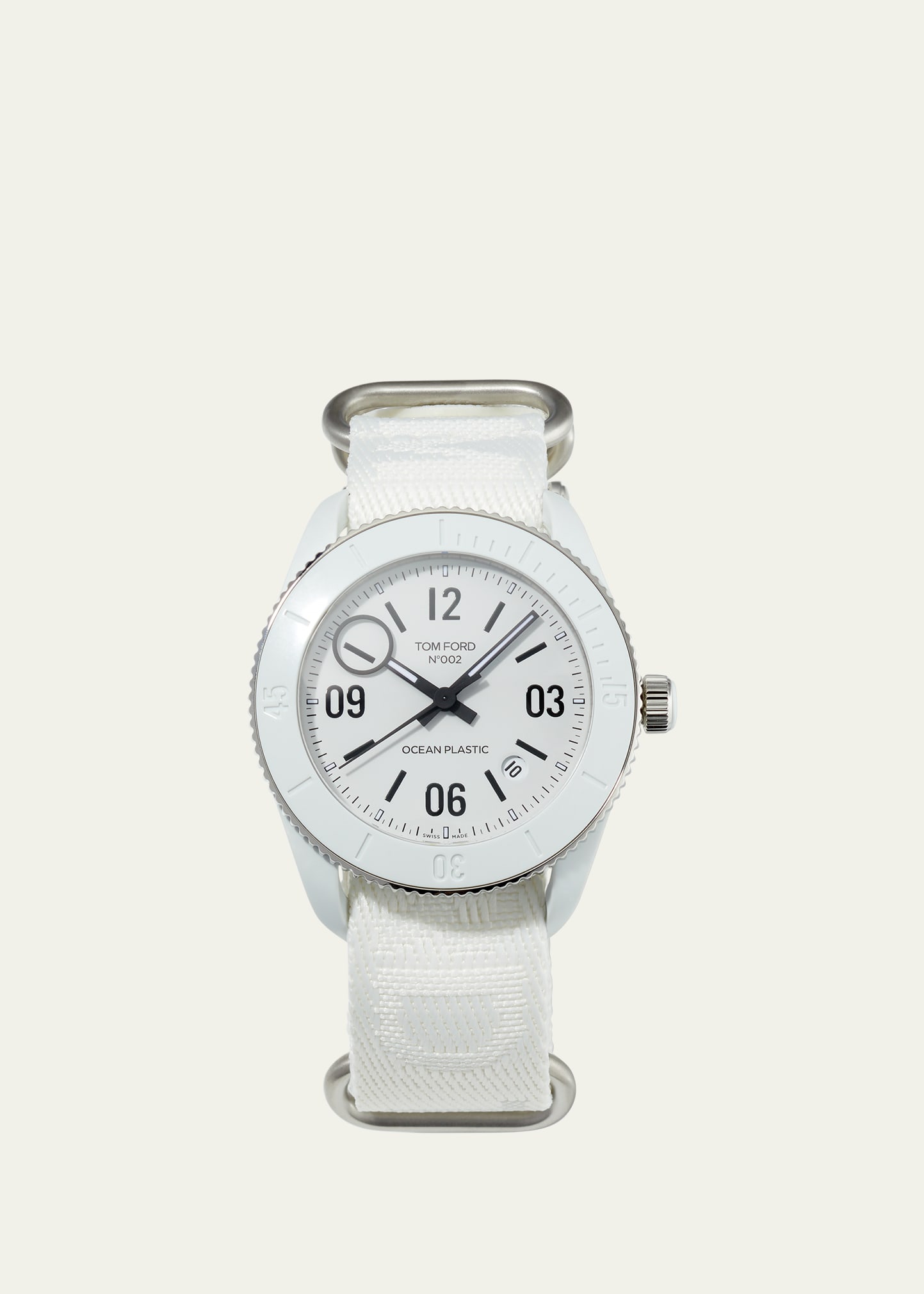 Tom Ford Ocean Plastics Sport Stainless Steel Strap Watch In White