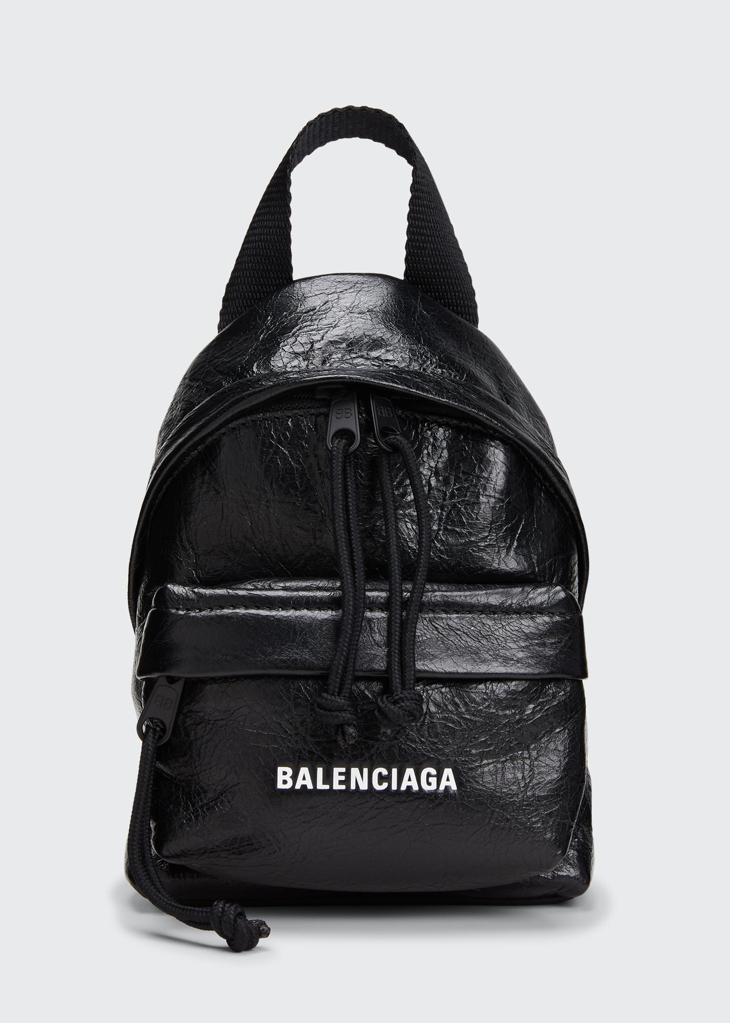 Balenciaga Men's Explorer Leather Logo Backpack In Noir ModeSens