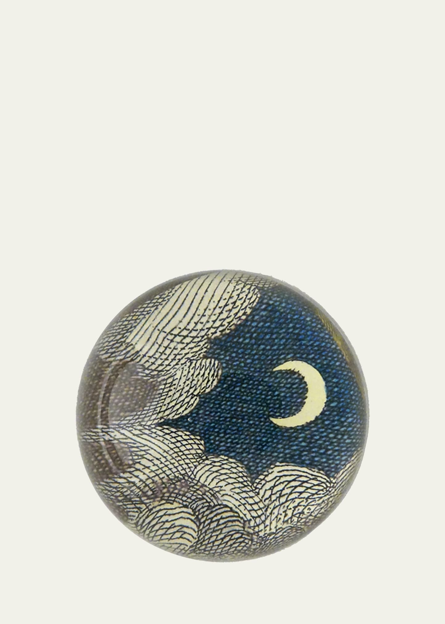 Clouds and Crescent Moon Dome Paperweight