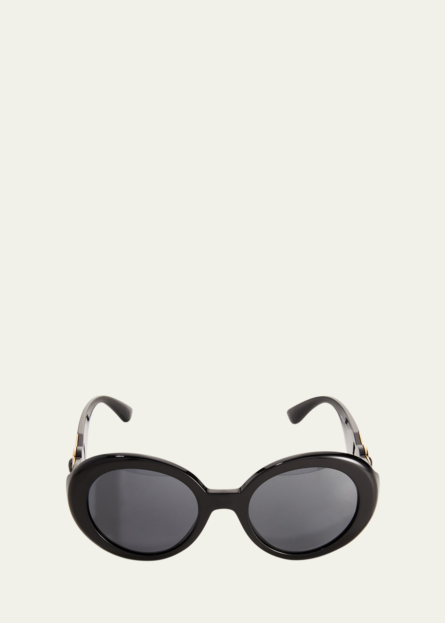 Versace Medusa Round Acetate Sunglasses In Black | ModeSens