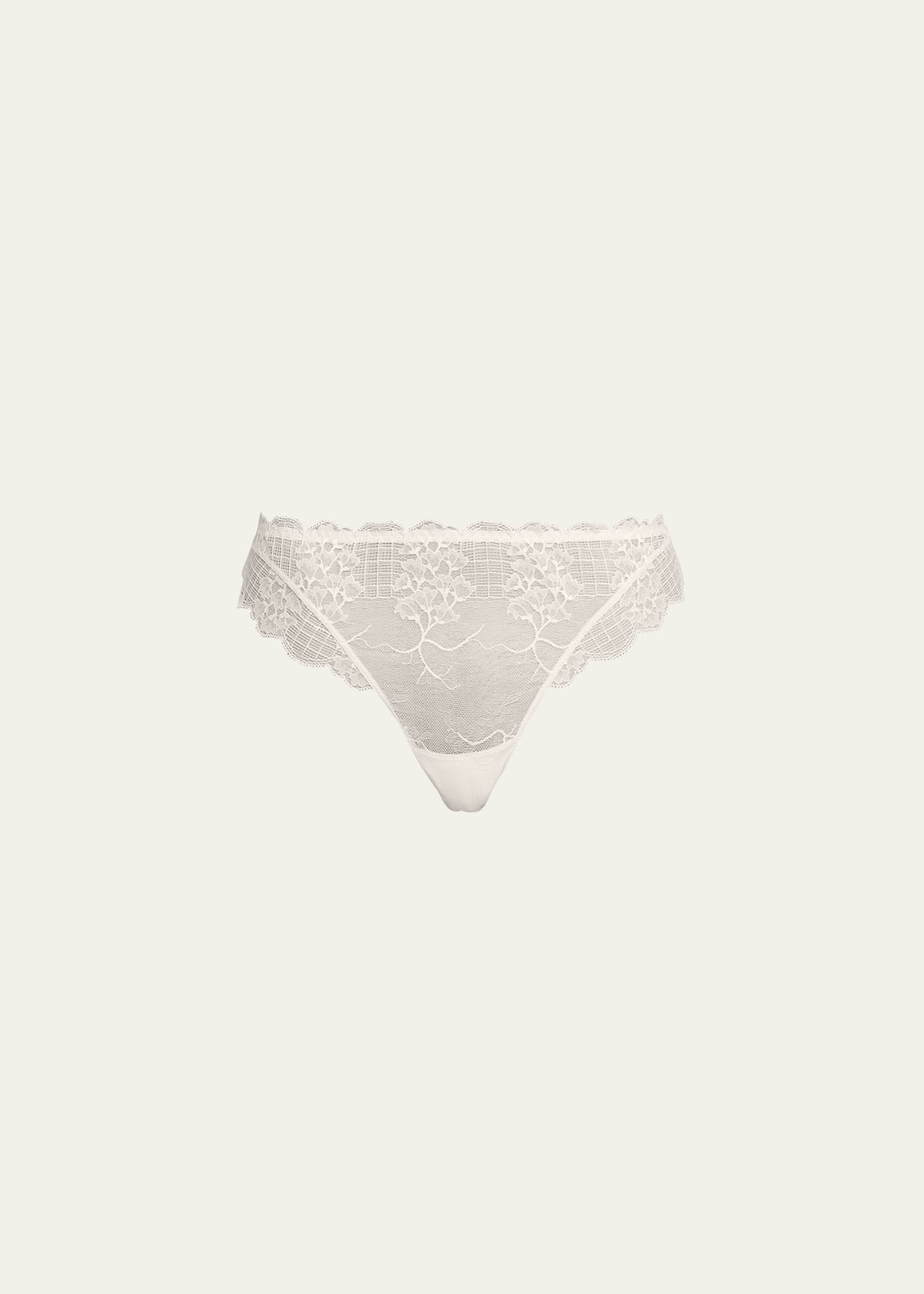 Shop Simone Perele Reve Scalloped Lace Tanga In Cosmic Blue