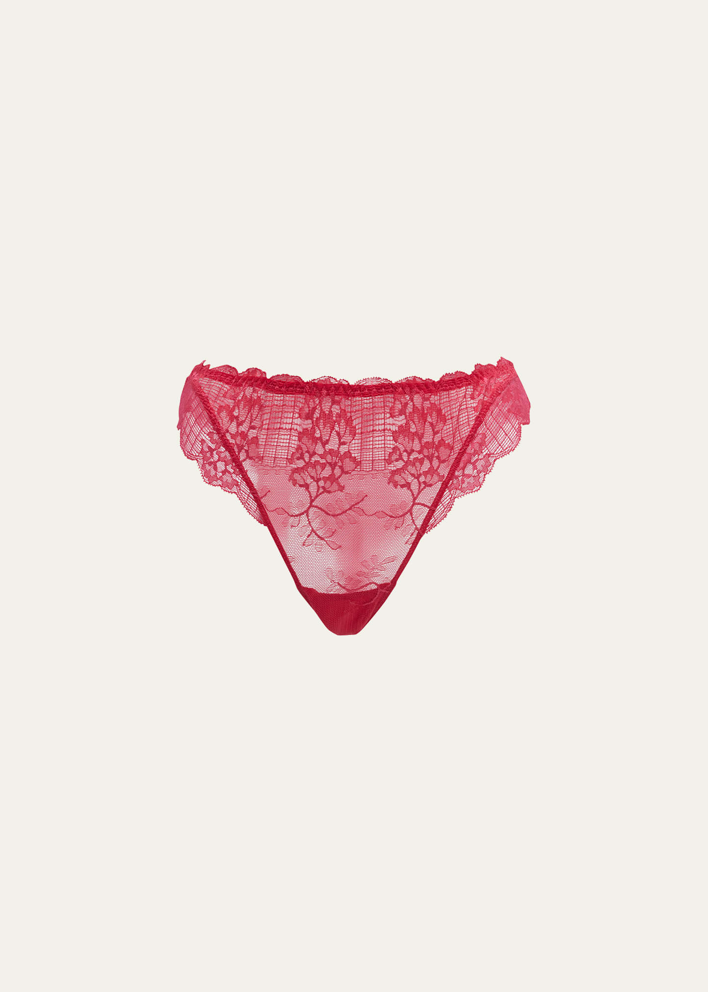 Simone Perele Reve Scalloped Lace Tanga In Sakura Pink