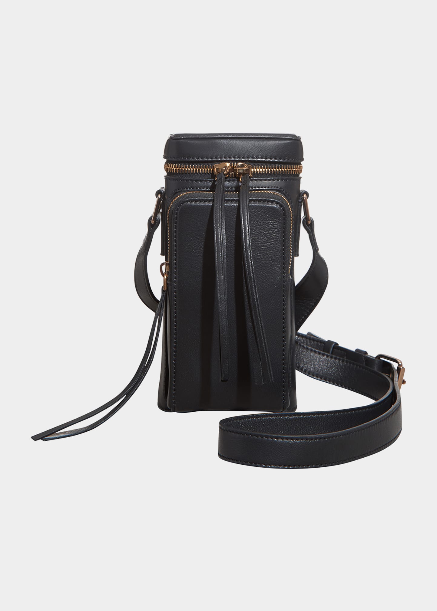 Utility Zip Leather Pouch Crossbody Bag In Black