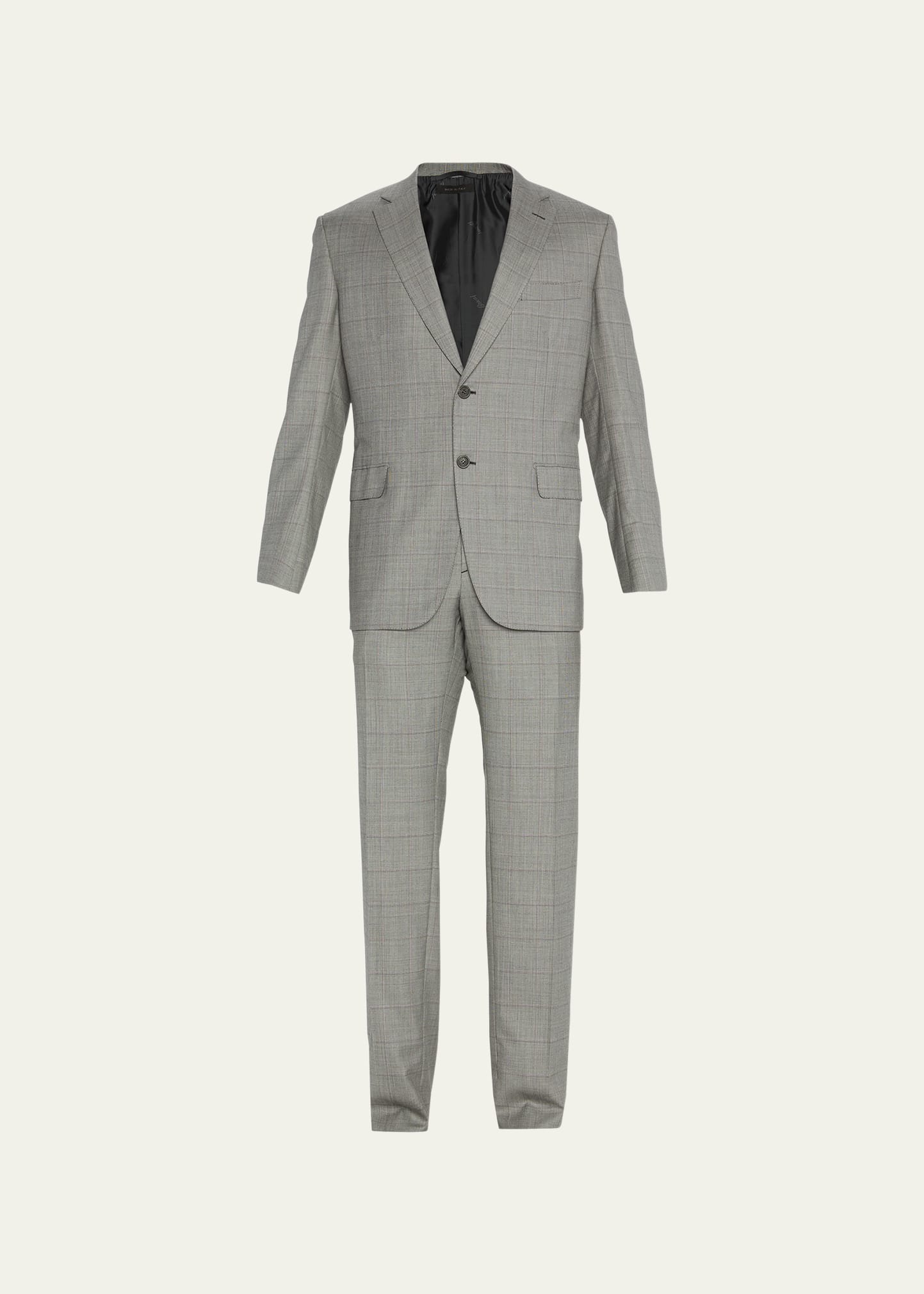 Brioni Men's Windowpane Wool Suit In Black