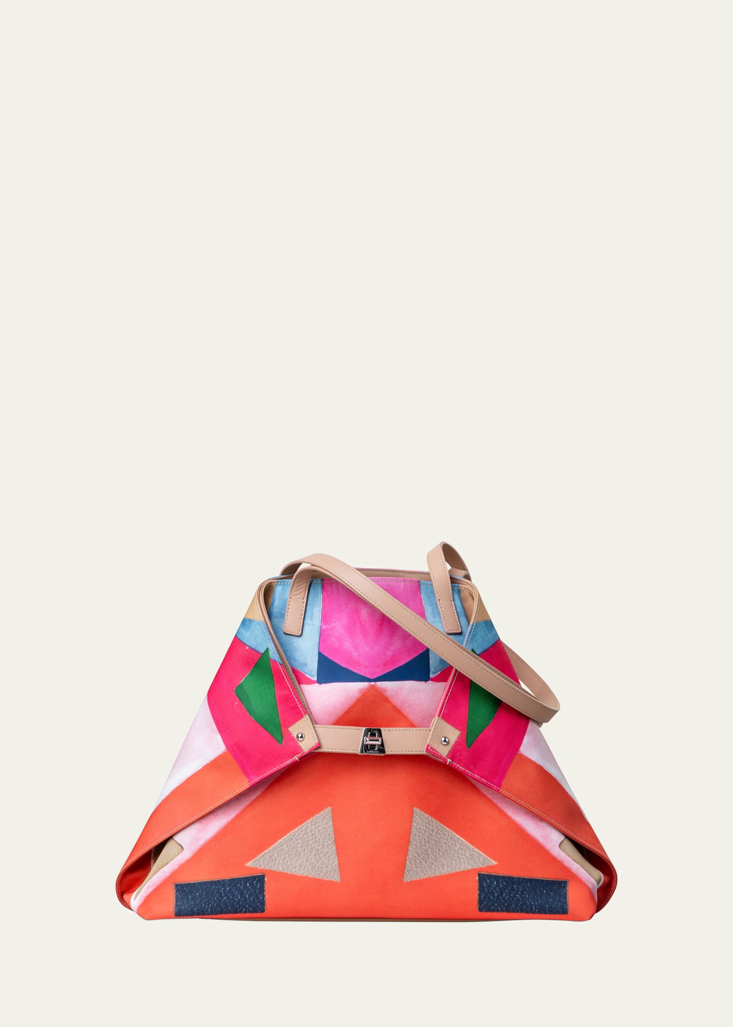Akris Ai Medium Bicolor Convertible Shoulder Bag In Red
