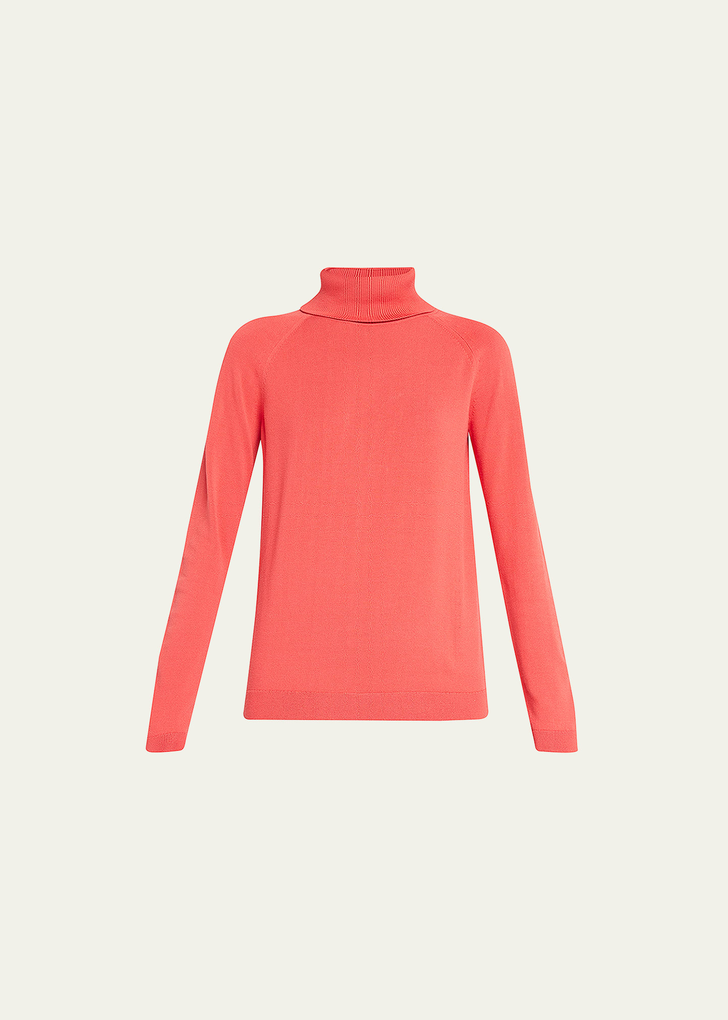 Lafayette 148 Knit Raglan-sleeve Turtleneck Sweater In Vibrant Coral