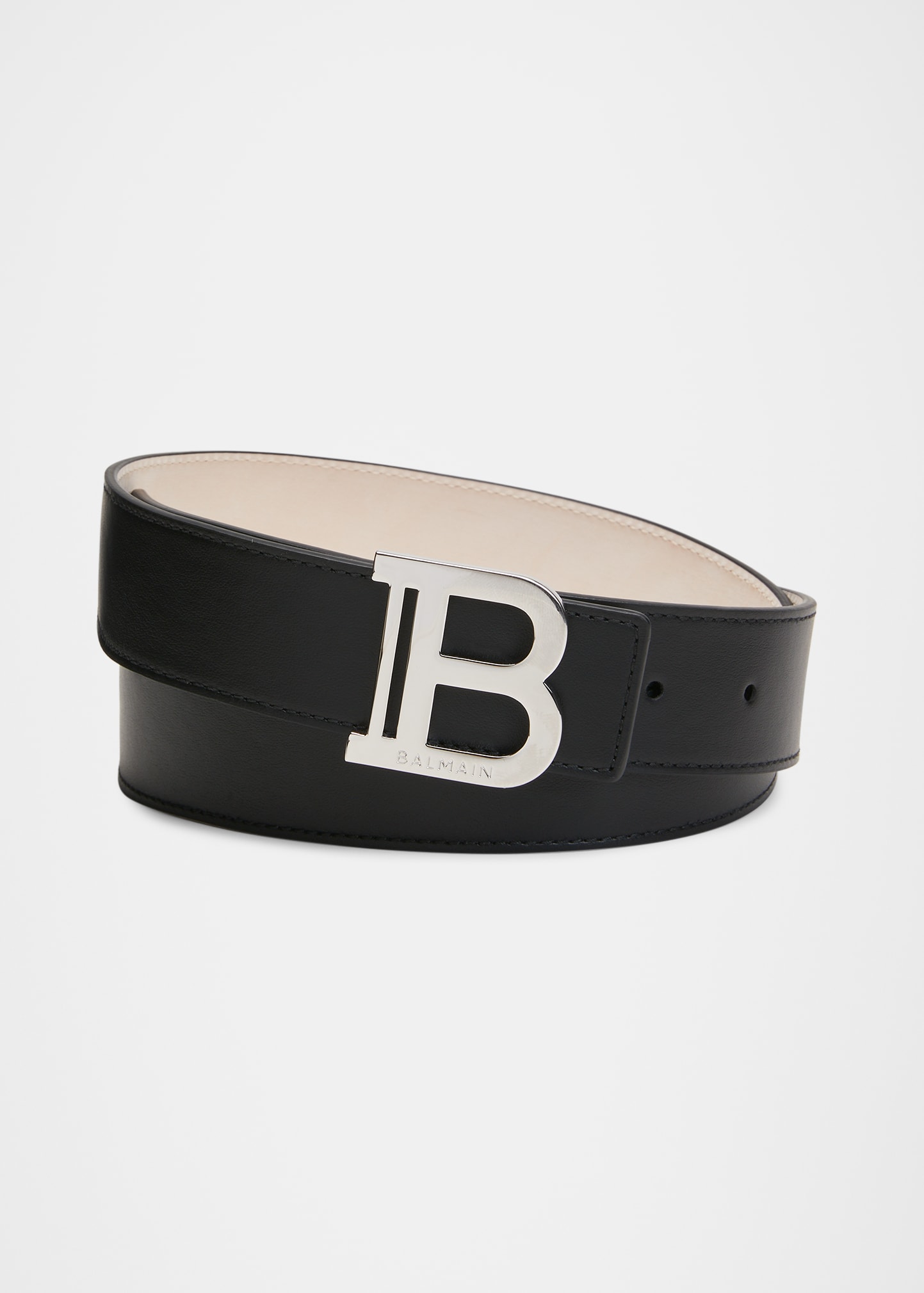 Balmain Black B Logo Leather Belt
