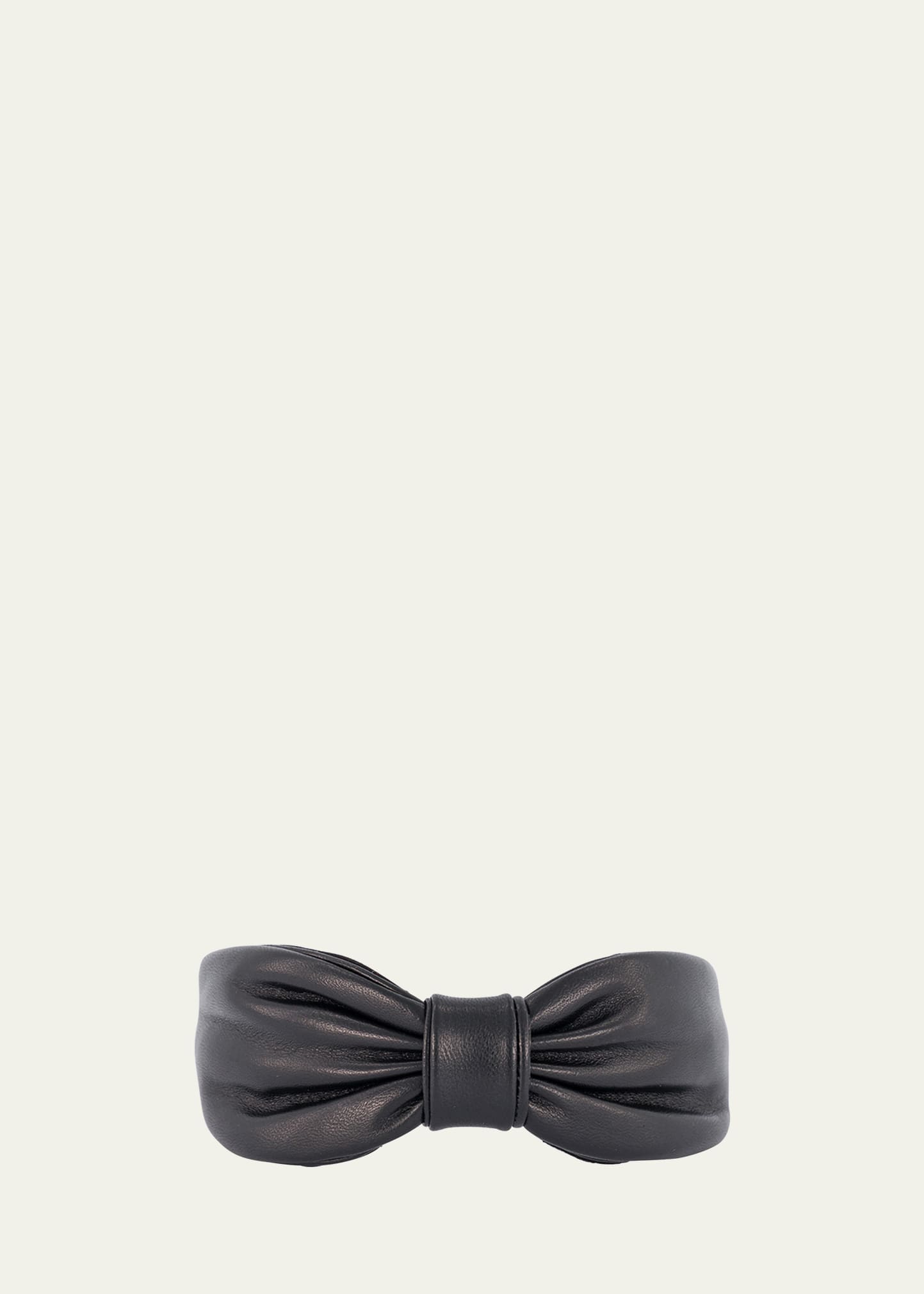 Alexandre De Paris Bow Leather Headband In Black