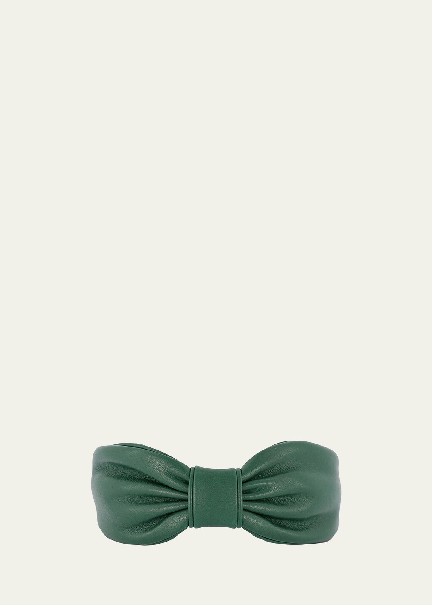 Alexandre De Paris Bow Leather Headband In Green