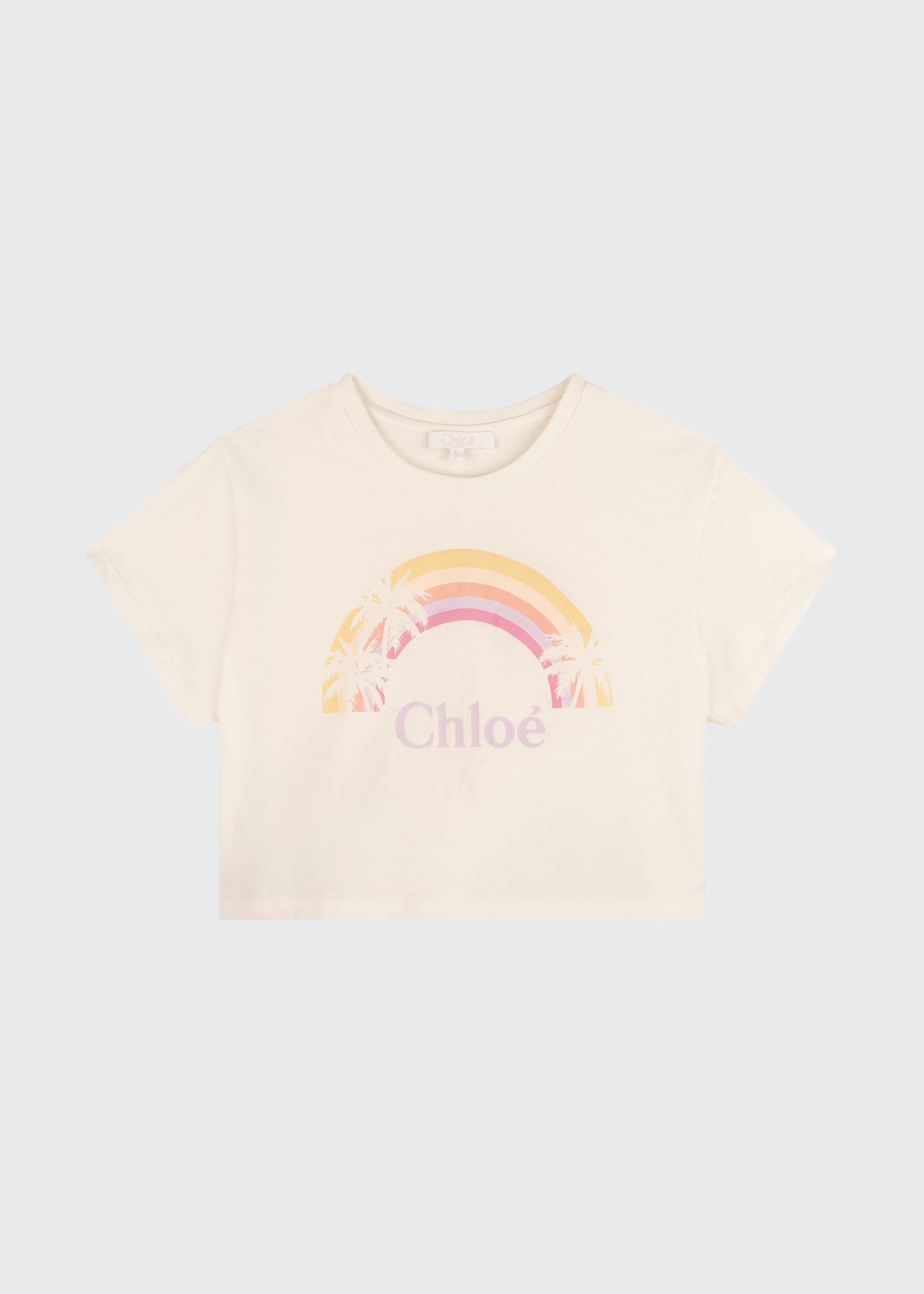 Chloe Girl's Logo Rainbow-Print Cropped T-Shirt, Size 6-12
