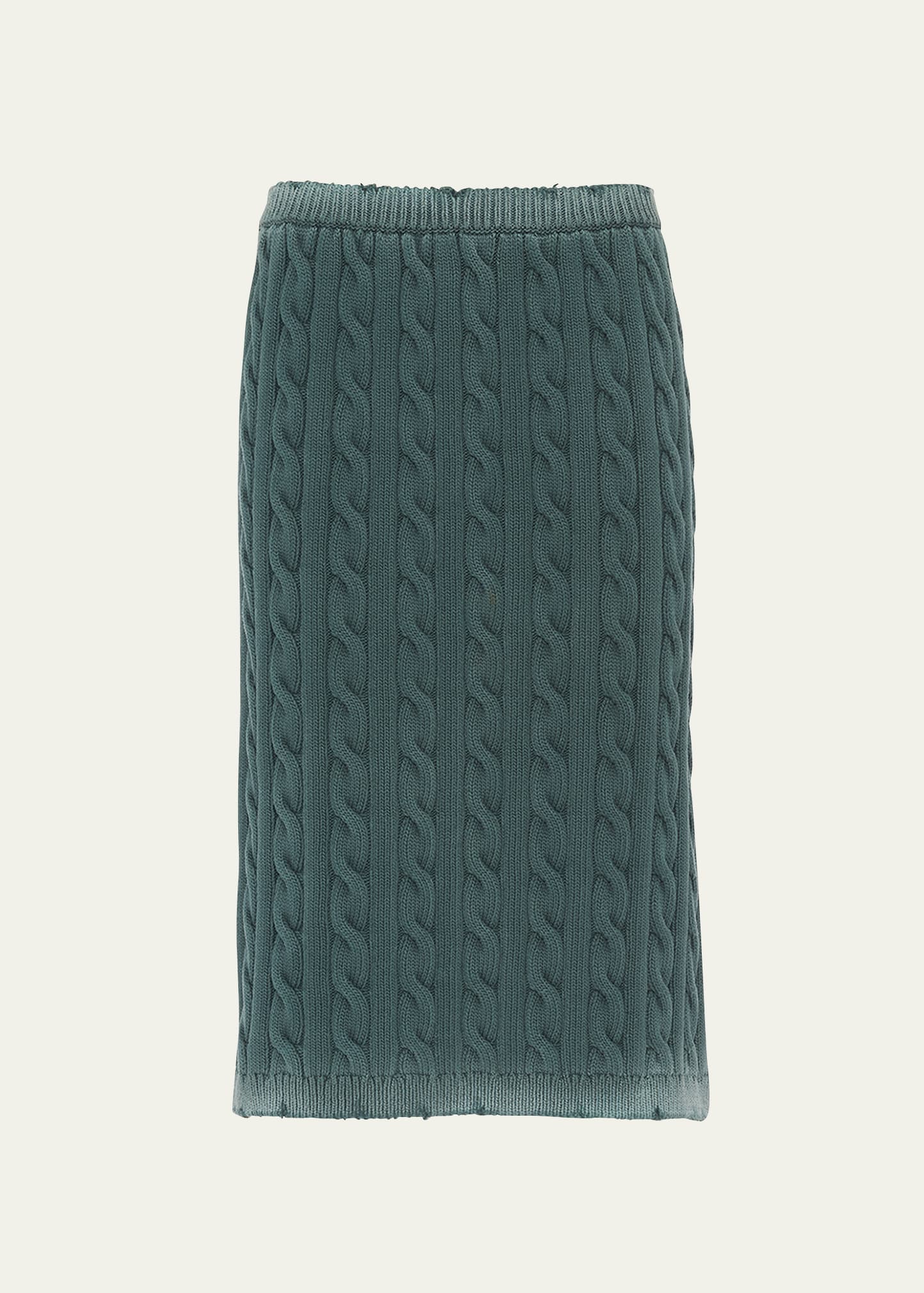 Miu Miu Cable-Knit Distressed Midi Skirt