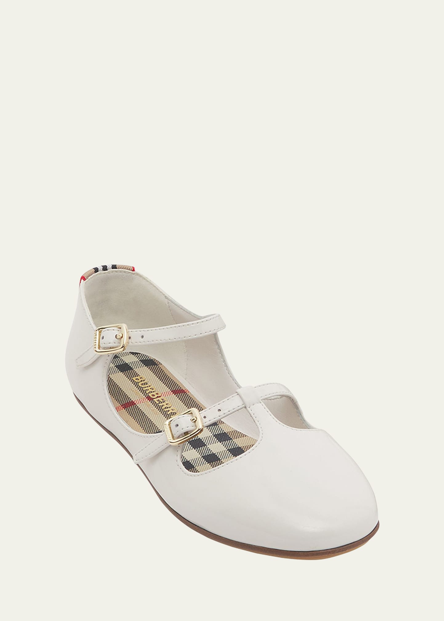 Shop Burberry Girl's Jesse Ballerina Flats, Toddlers/kids In Optic White