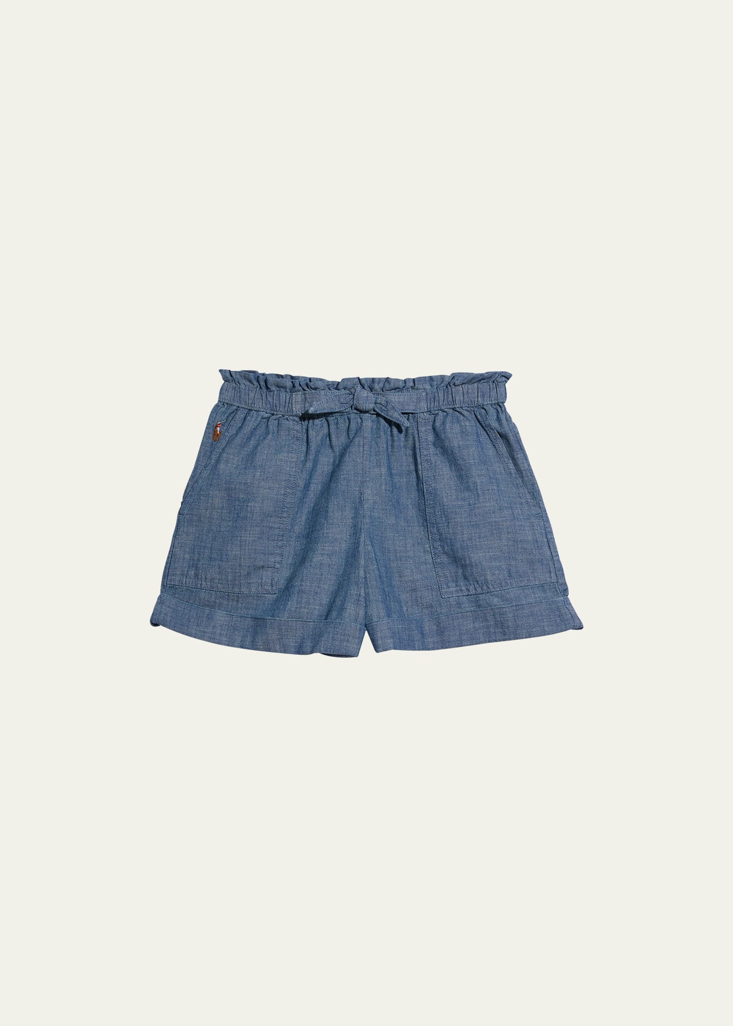 Girl's Cotton Chambray Camp Shorts, Size 7-14