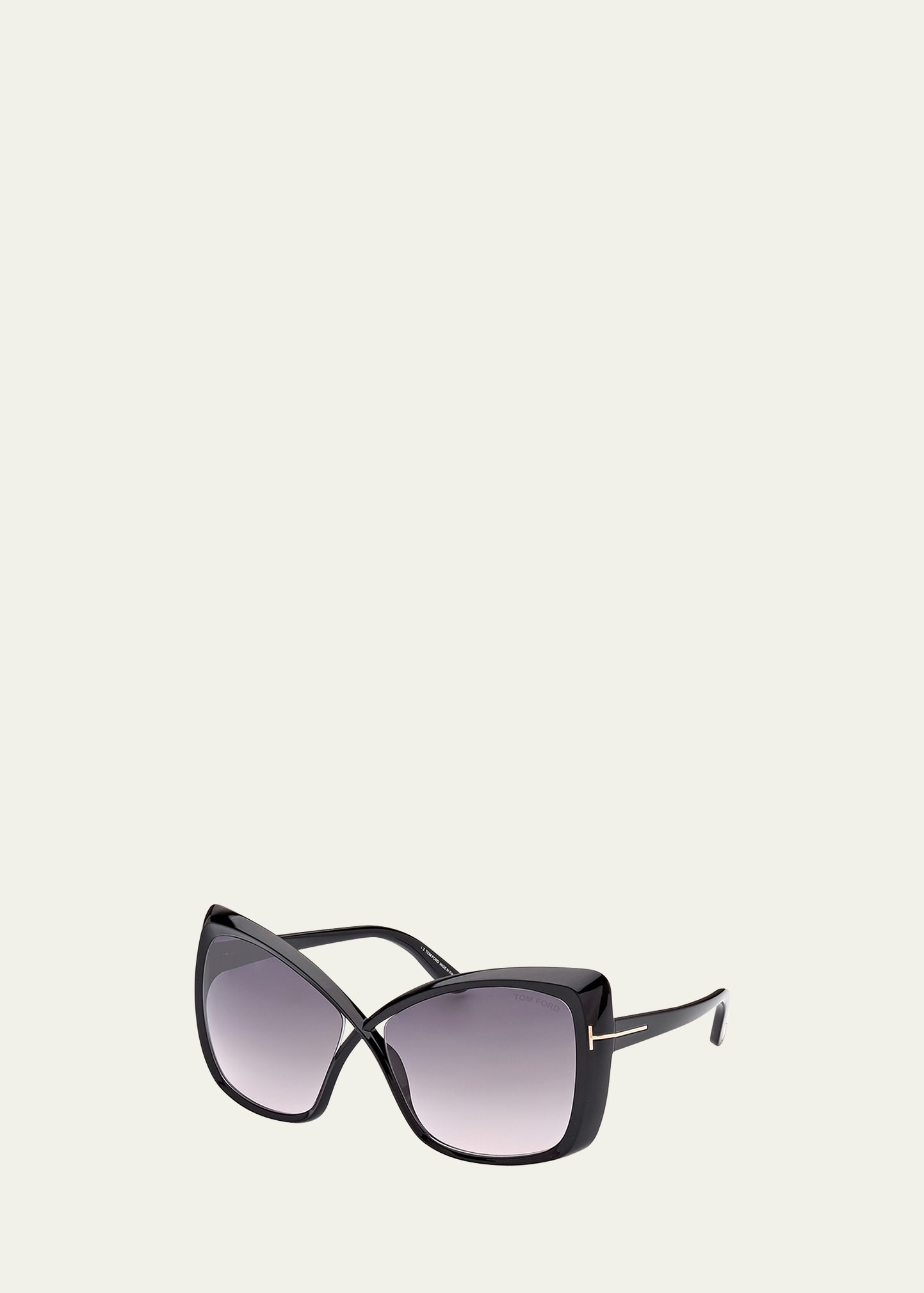 Tom Ford Jasmin Injection Plastic Butterfly Sunglasses In Shiny Black