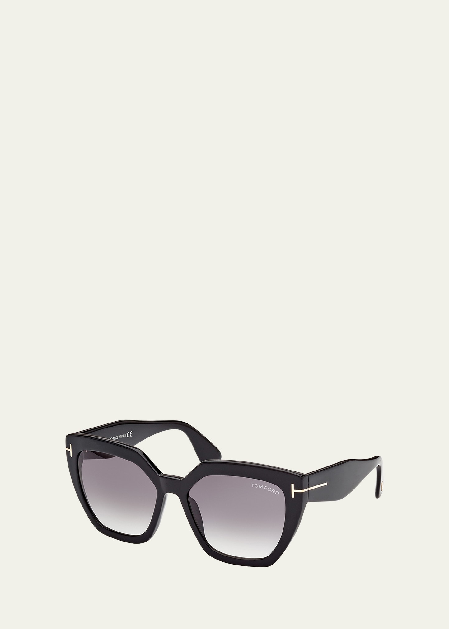 Shop Tom Ford Phoebe Square Plastic Sunglasses In Shiny Black