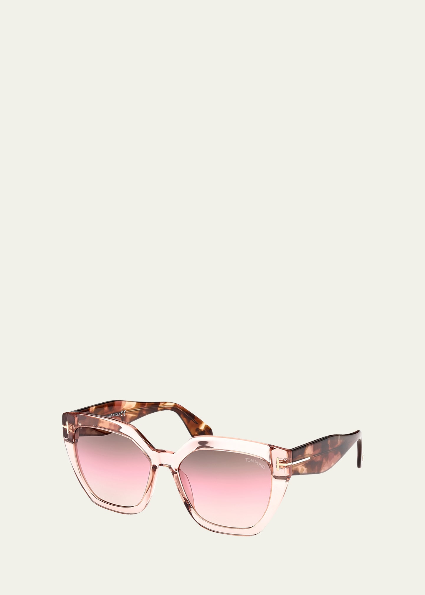 Tom Ford Phoebe Square Plastic Sunglasses In Shiny Pink