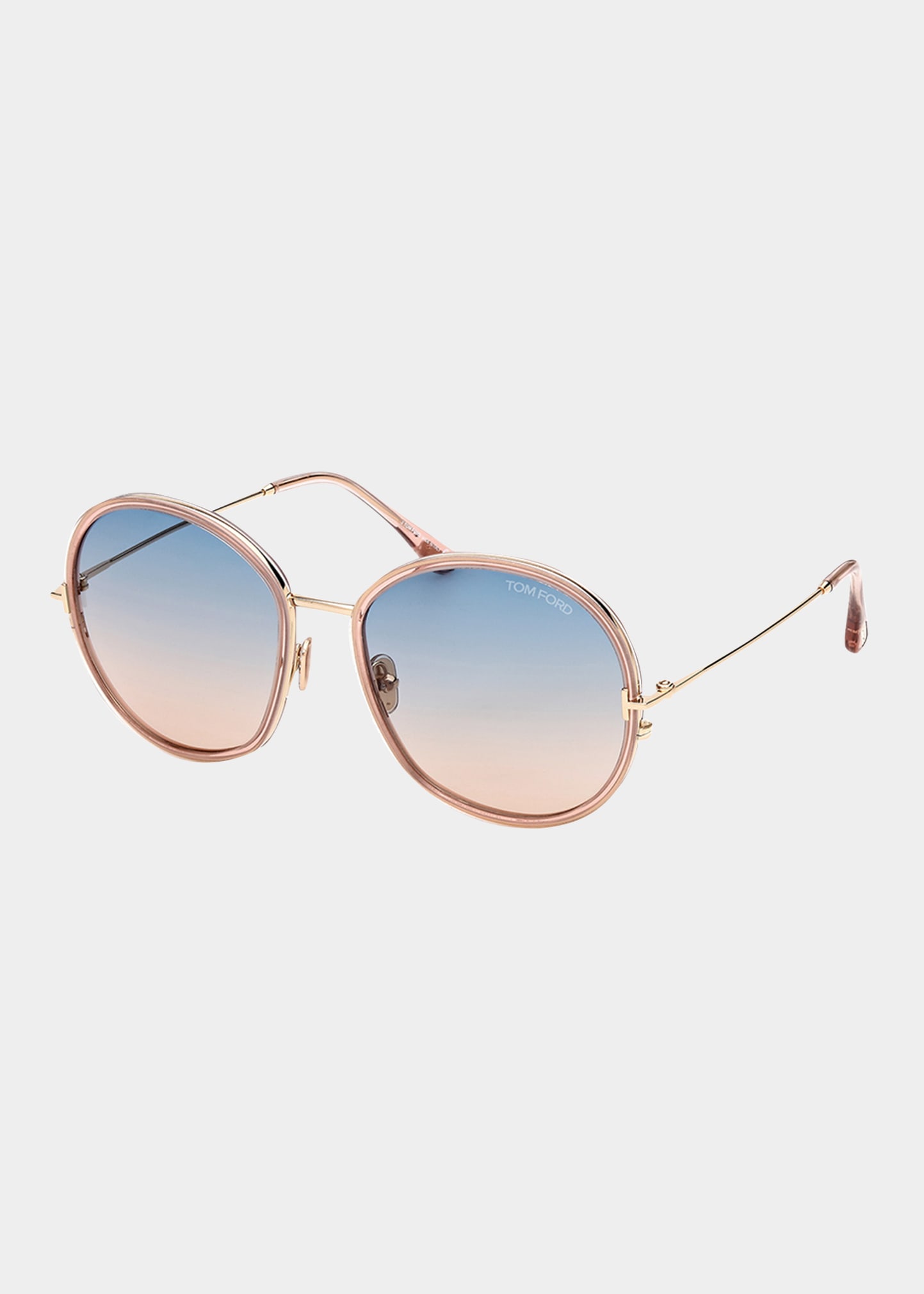 Tom Ford Hunter 58mm Round Sunglasses In Shiny Pink