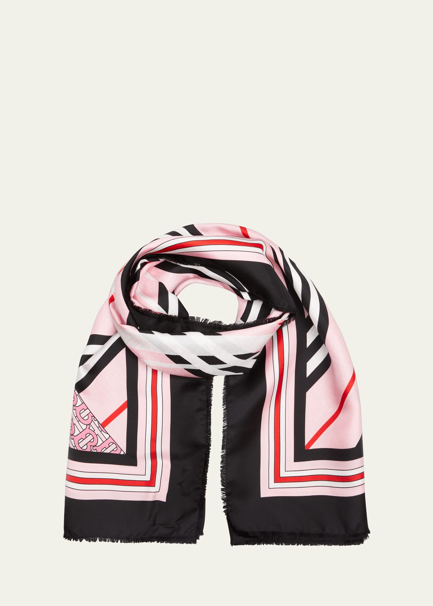 Burberry Monogram, Icon Stripe & Check Print Silk Scarf