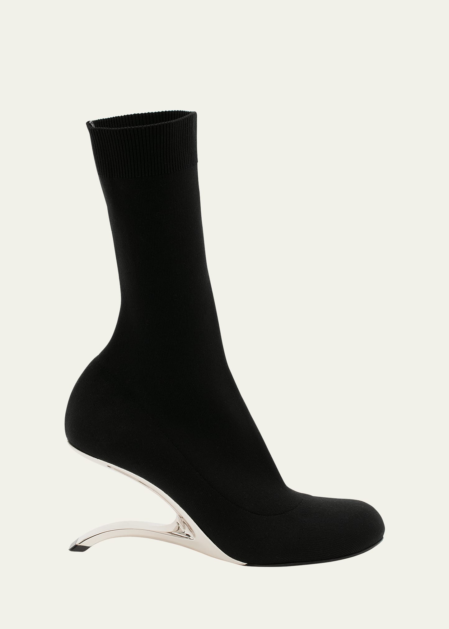 Alexander Mcqueen Arc Architectural-heel Sock Booties In Black/silver