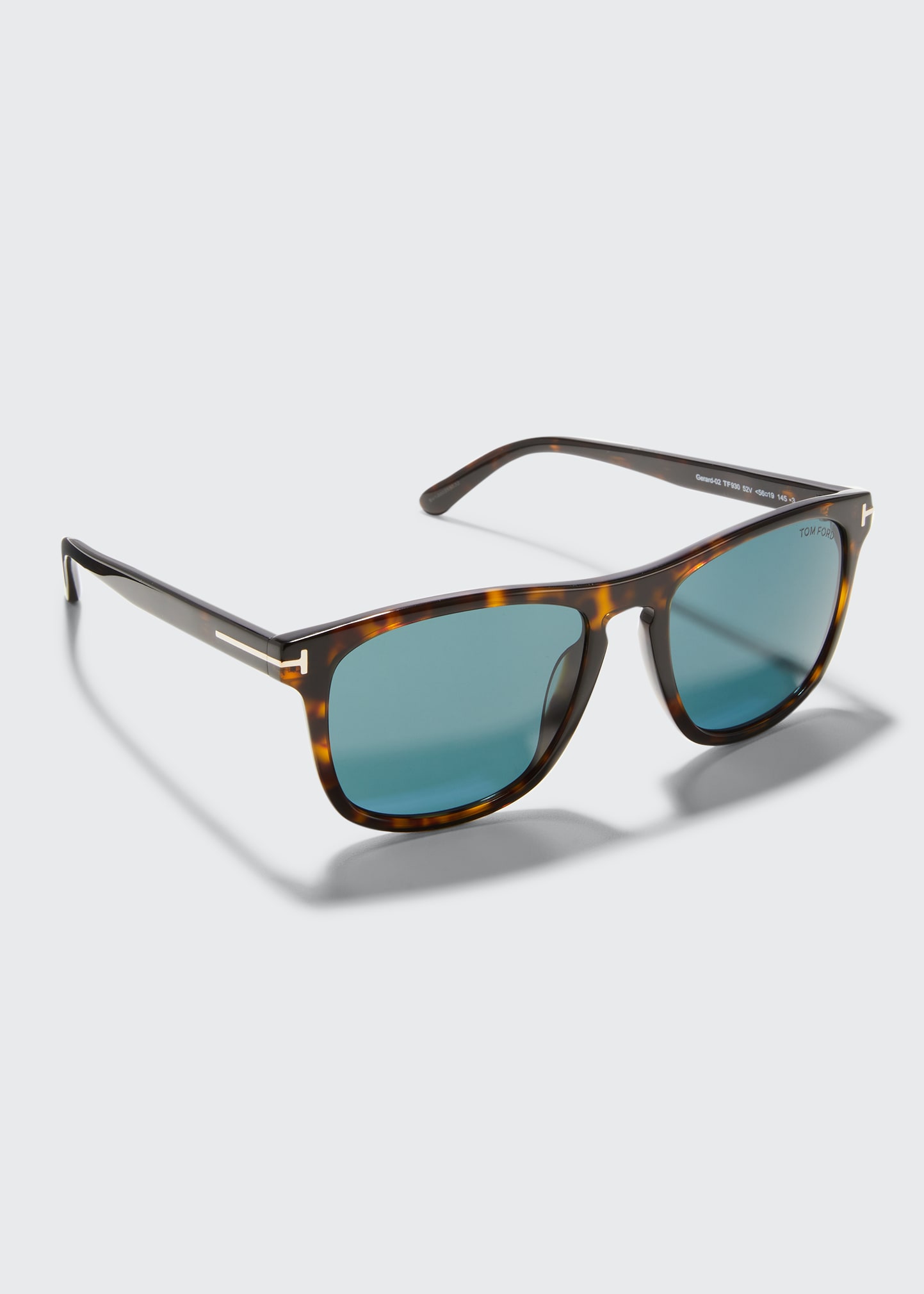 Tom Ford Men's Gerard-02 Square T-logo Sunglasses In 52v Dark Havana