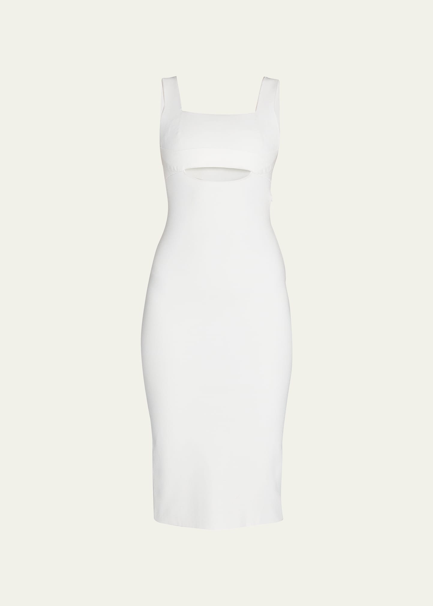 Victoria Beckham Fitted Cut-out Stretch-woven Midi Dress In White