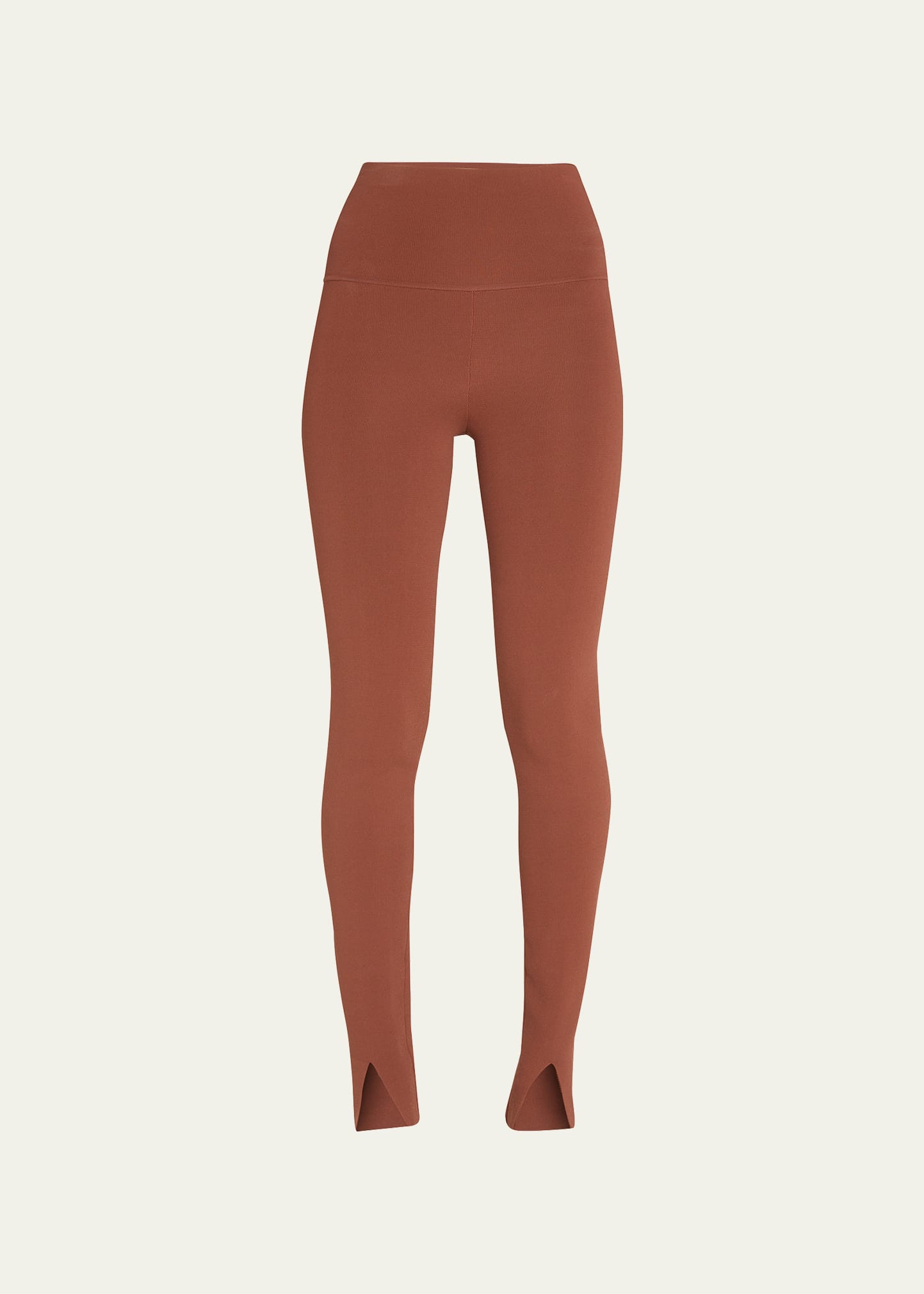 Victoria Beckham Vb Body Slit-hem Leggings In Brown