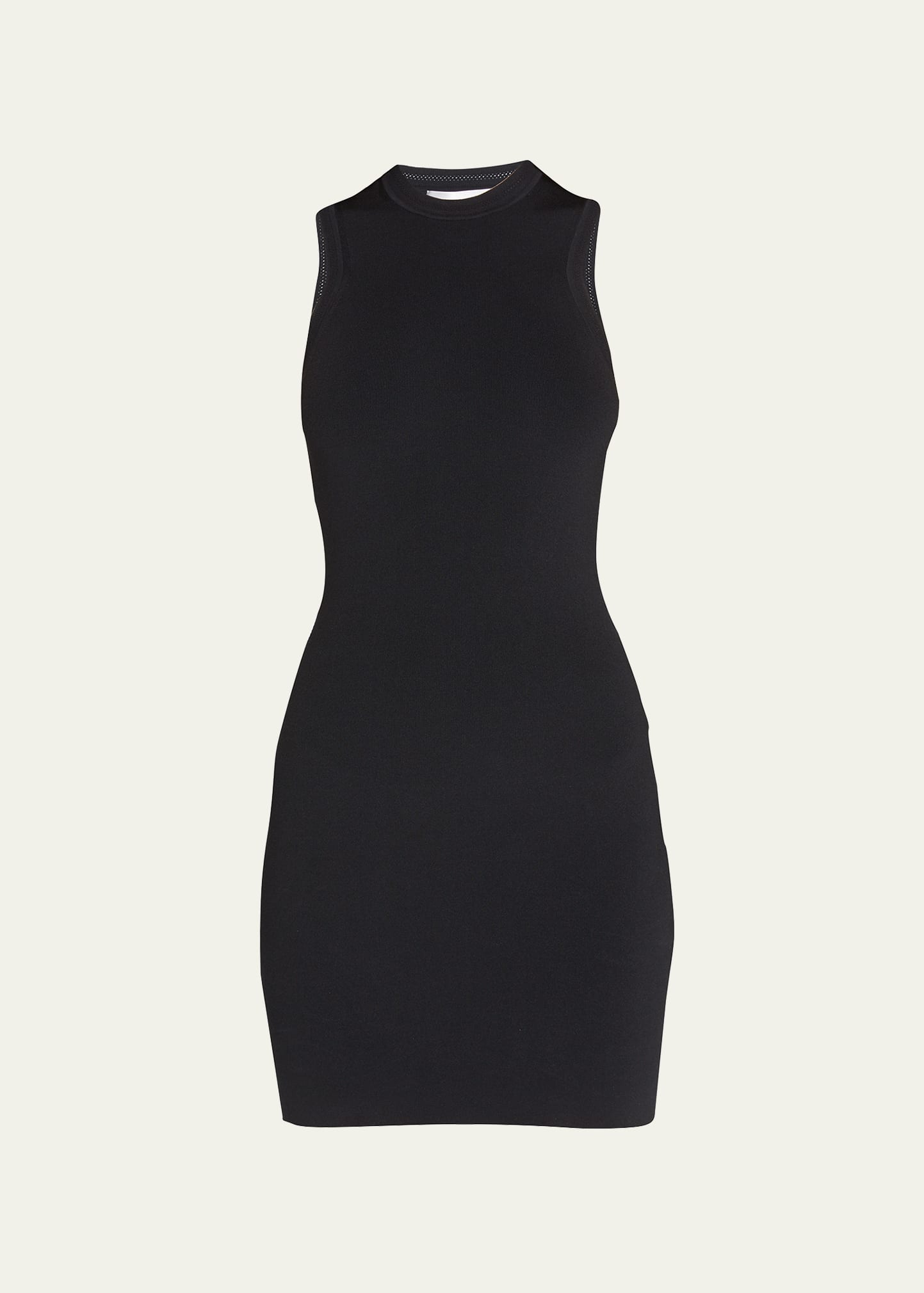 Victoria Beckham Vb Body Pointelle-trimmed Stretch-knit Mini Dress In Black