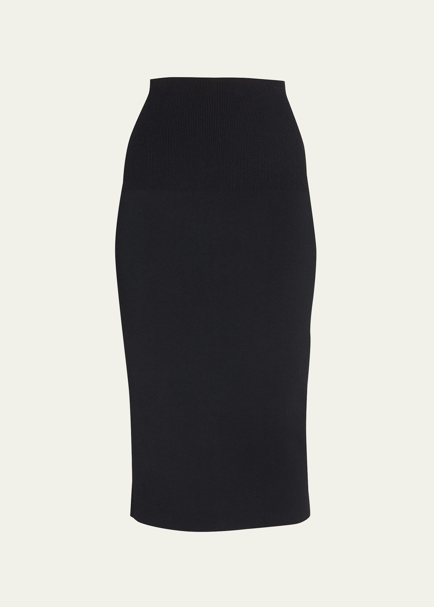 Victoria Beckham Fitted Ribbed Stretch-woven Midi Skirt In Black