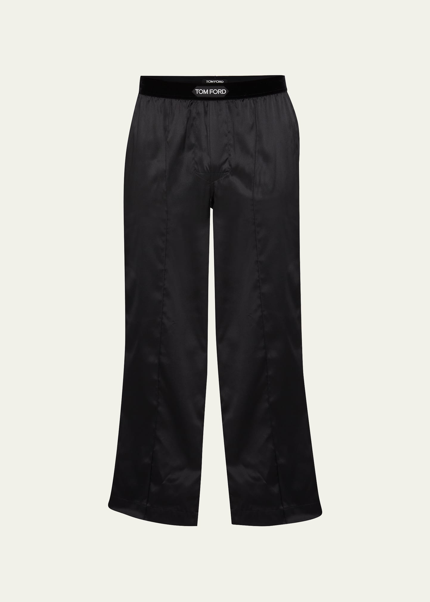 Tom Ford Men's Silk Logo Pajama Pants In Black