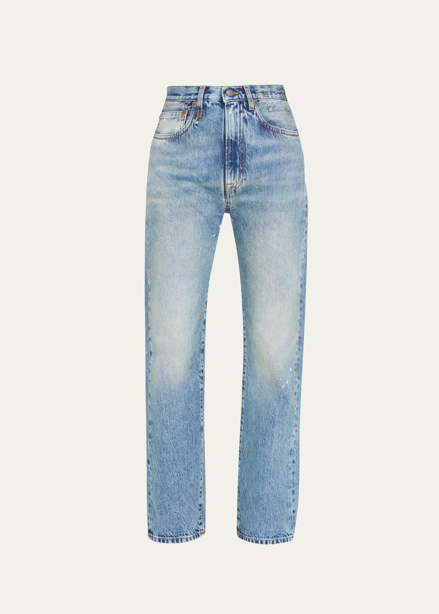 R13 COURTNEY CROPPED SLIM-LEG FADED JEANS