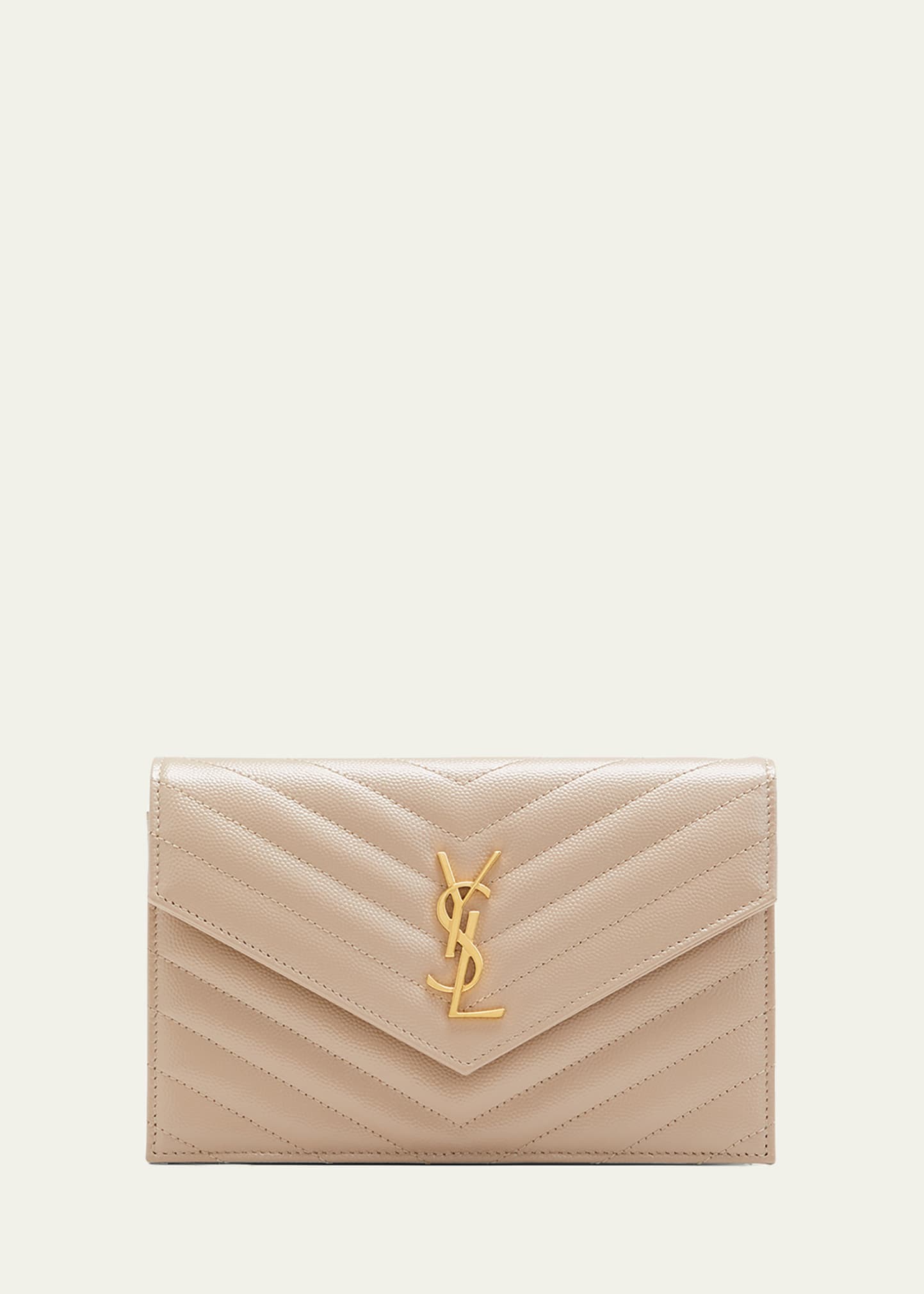 SAINT LAURENT YSL MONOGRAM SMALL WALLET ON CHAIN IN GRAINED LEATHER