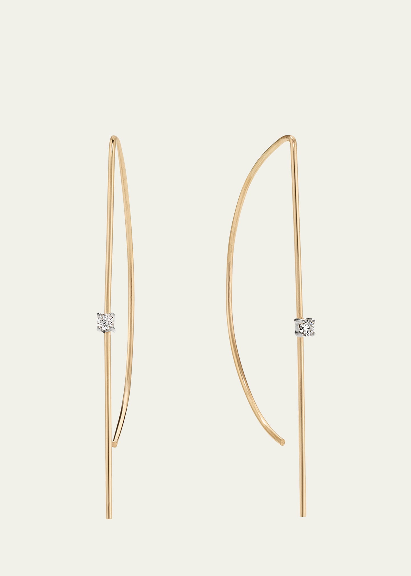 LANA 14K Yellow Gold Small Wire P Hoop Earrings with Diamonds